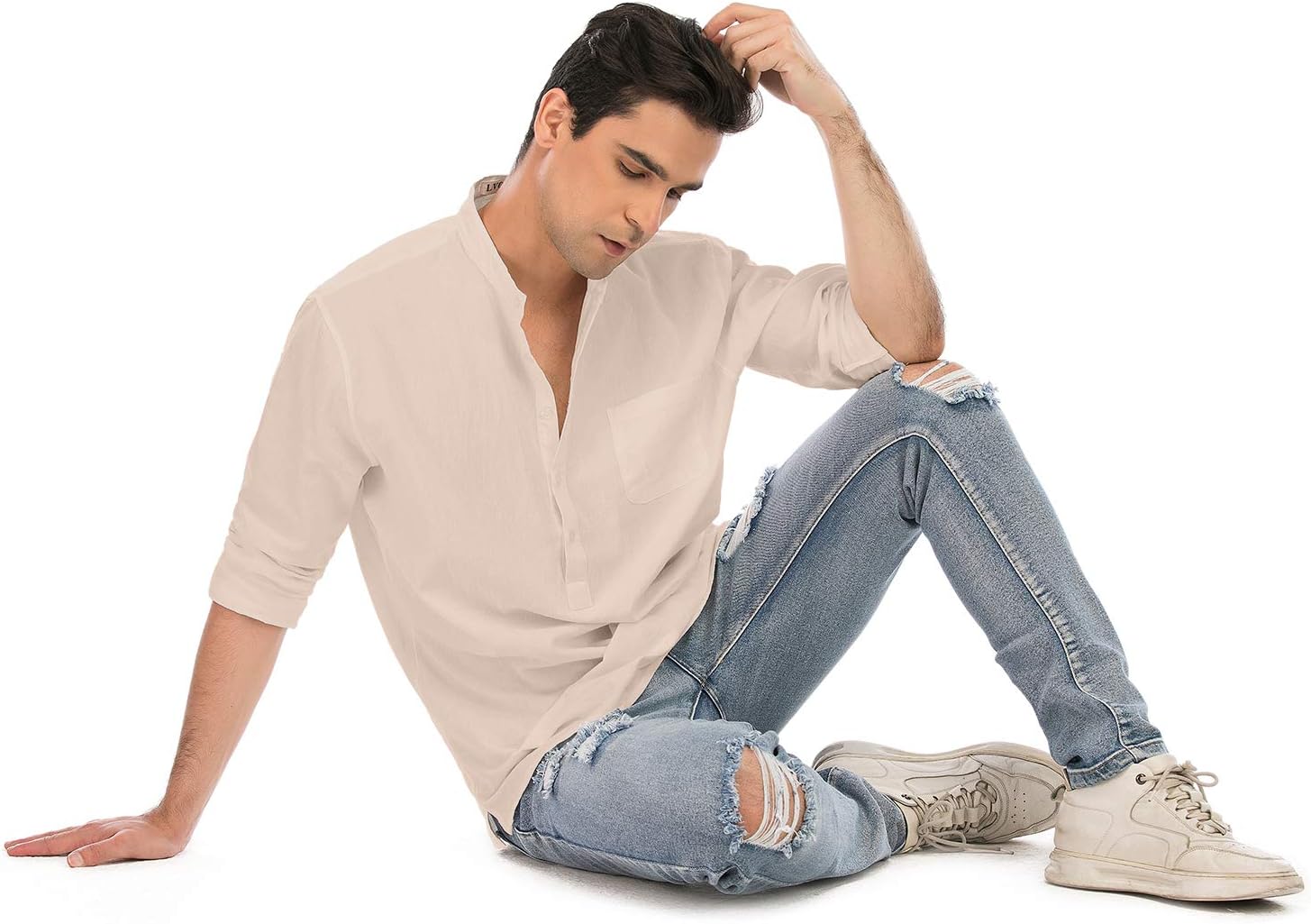 Thumbnail 6 de LVCBL Camicia da Uomo in Lino Cotone leggera