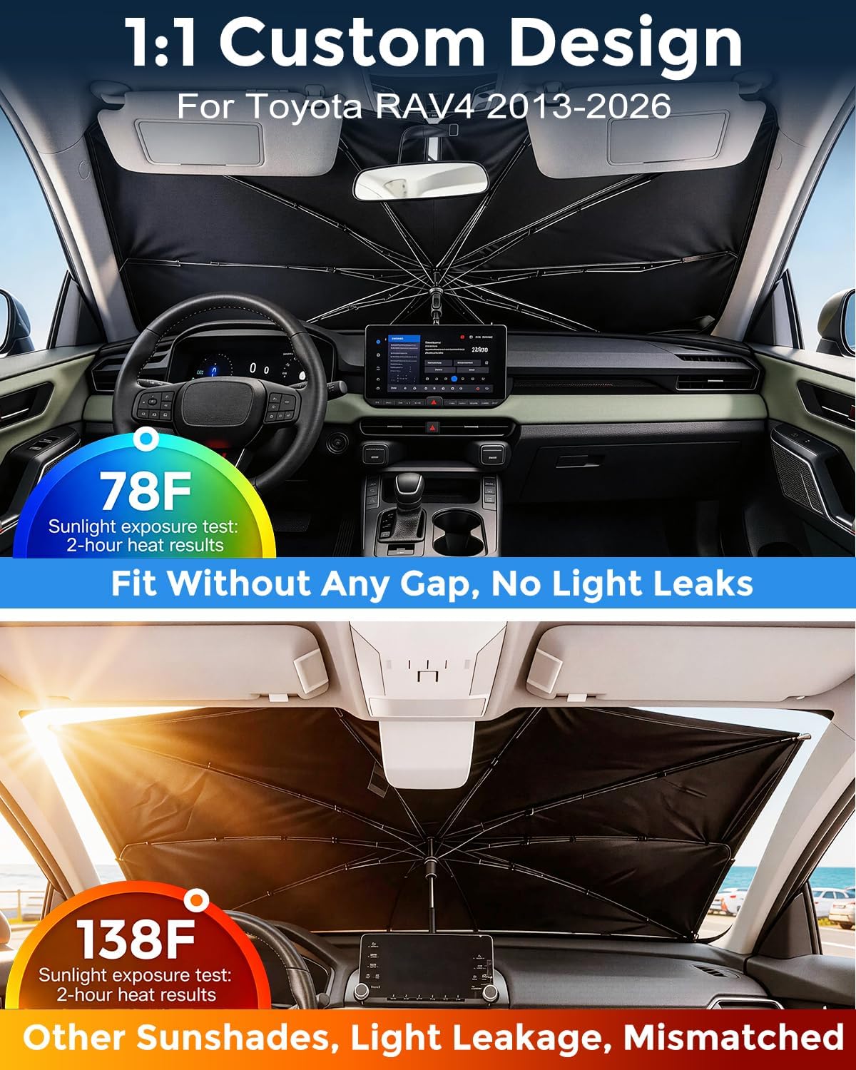 Thumbnail 1 de Weektic Custom Windshield Sun Shade Umbrella for Toyota RAV4 (2013-2026)