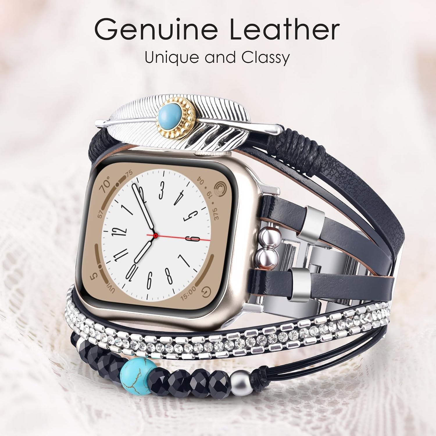 Detalle de V.R.HOPE Boho-Armband für Apple Watch (Damen) – kompatibel mit 38/40/41/42/44/45/46/49 mm