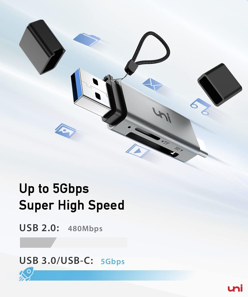 Detalle de uni PIXEL UNICASD01 Dual-Slot USB-C and USB 3.0 SD Card Reader