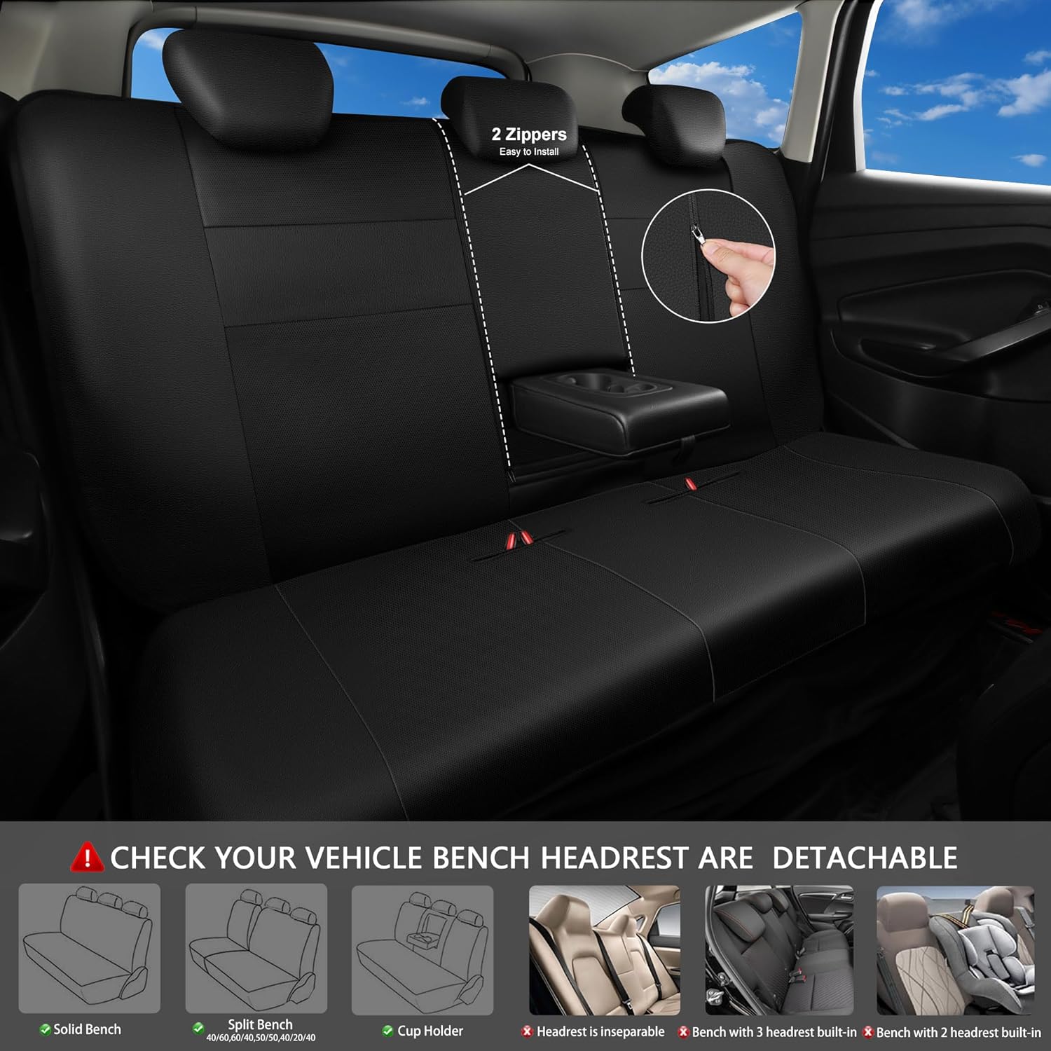 Thumbnail 1 de CAR PASS Leather Back Seat Cover Universal