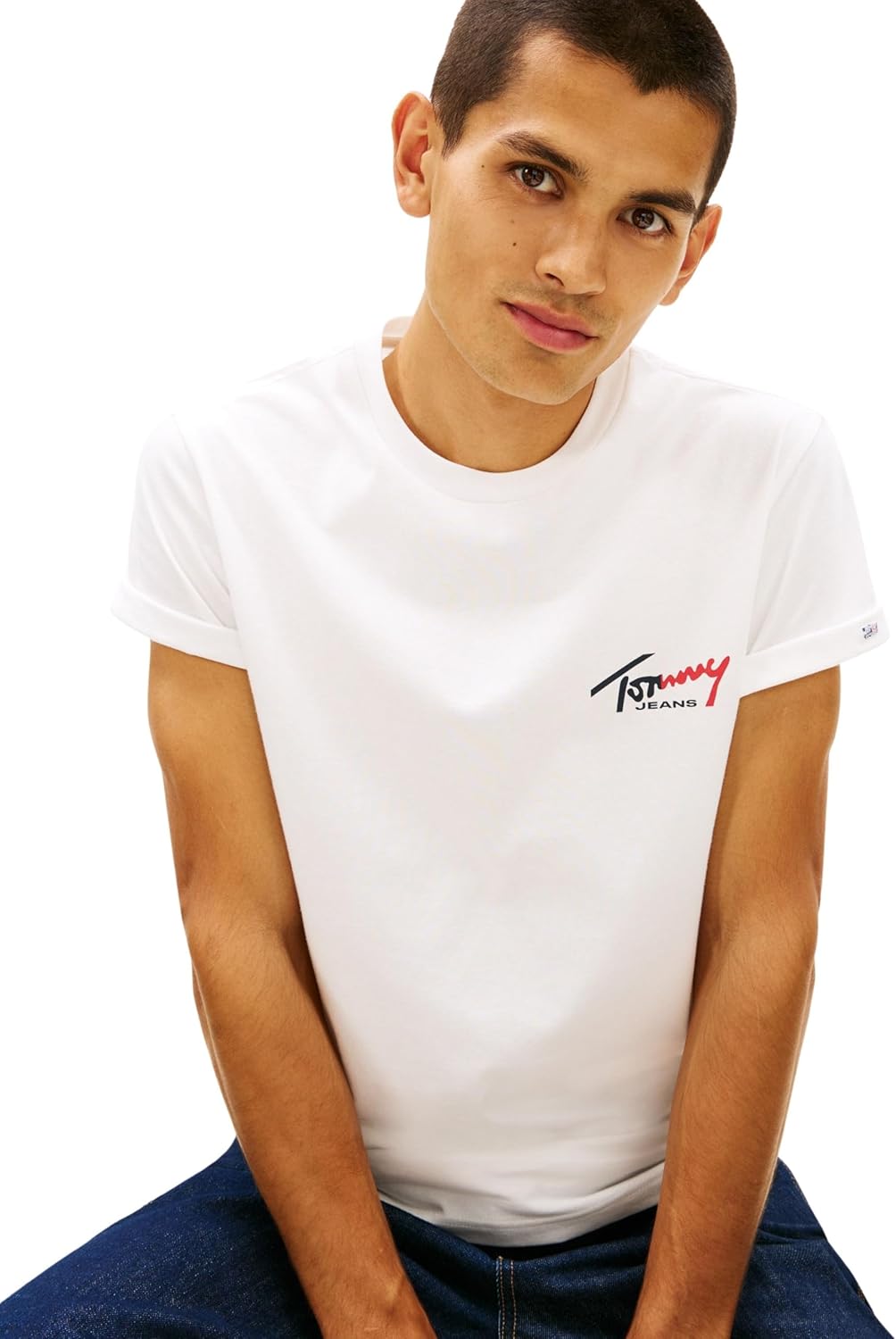 Detalle de Tommy Jeans TJM Slim Sign Chest SS Tee Ext Dm0dm22538 T-Shirt S/S Homme