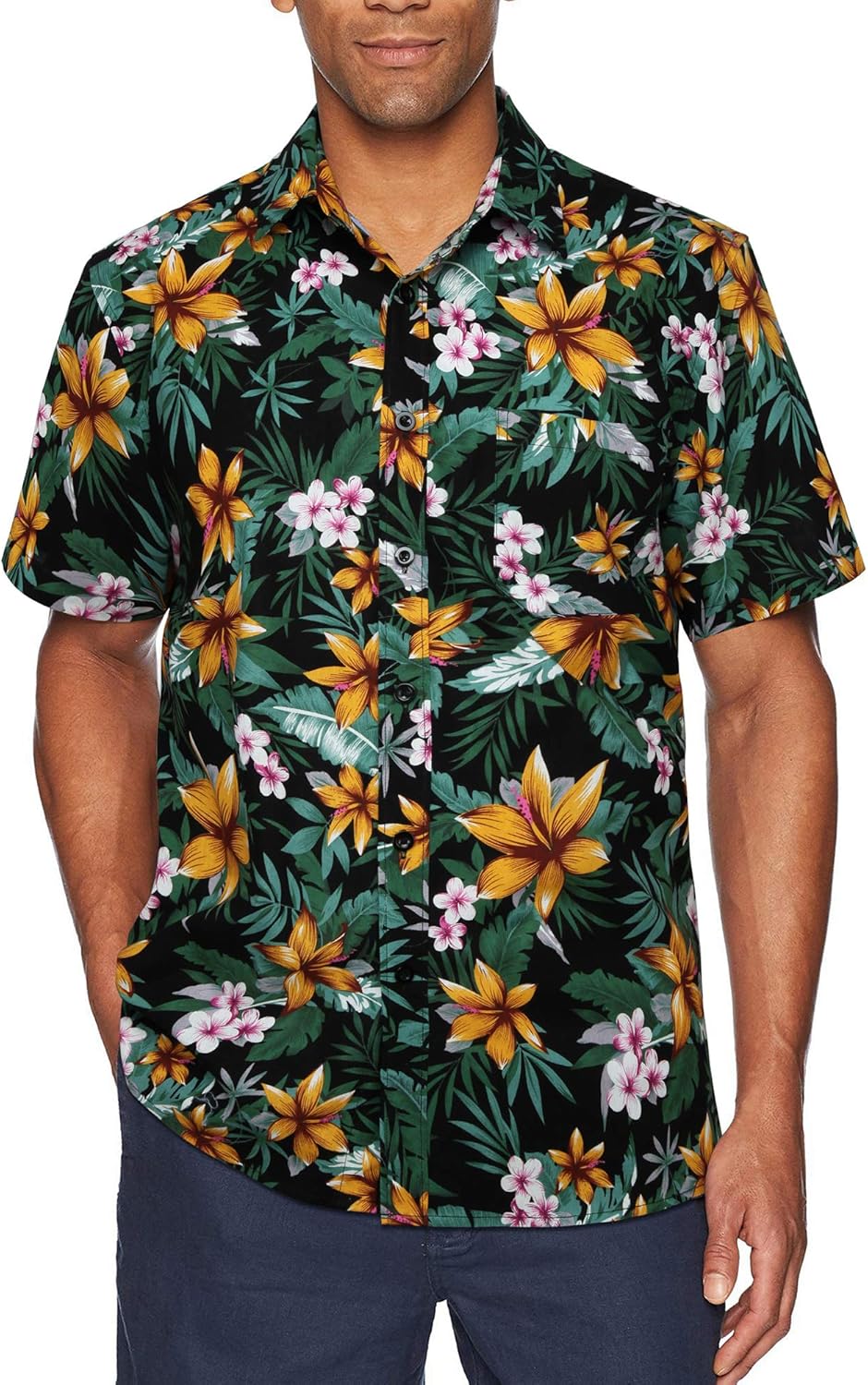 Thumbnail 6 de HISDERN Funky Hawaiihemd Kurzarm mit Vordertasche – lockere Passform, 100% Baumwolle