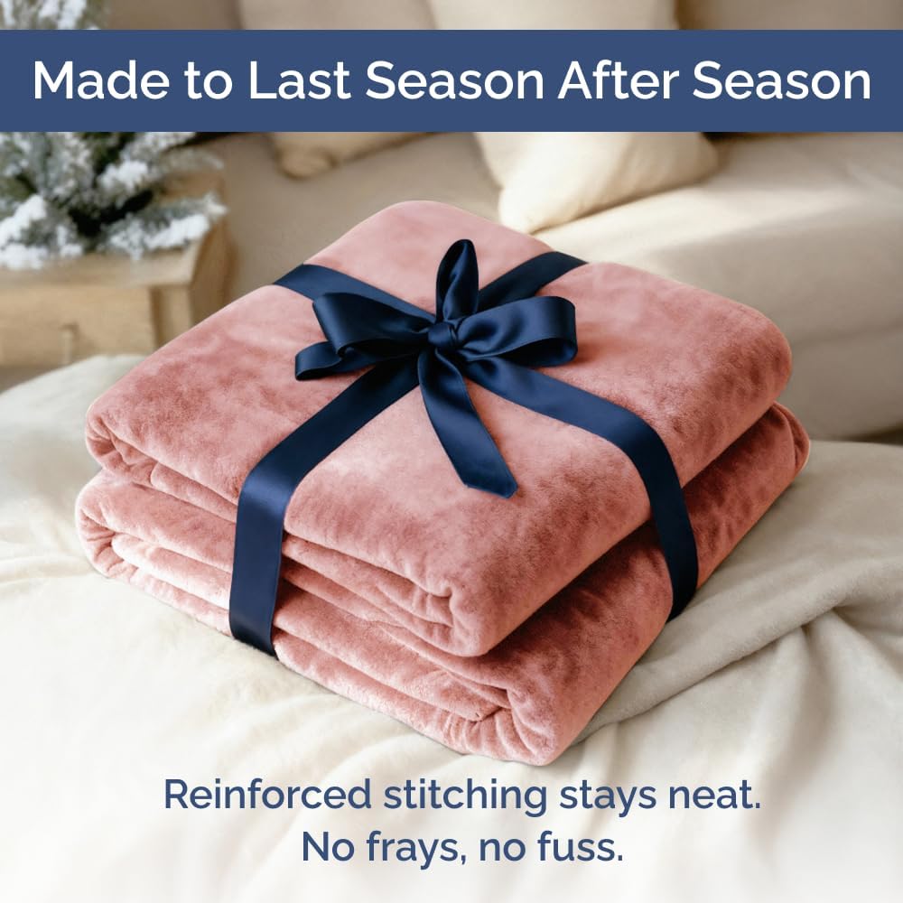 Thumbnail 6 de Ultra Soft Fleece Blanket Twin Size: Flannel Luxury for All Seasons in Rose Pink