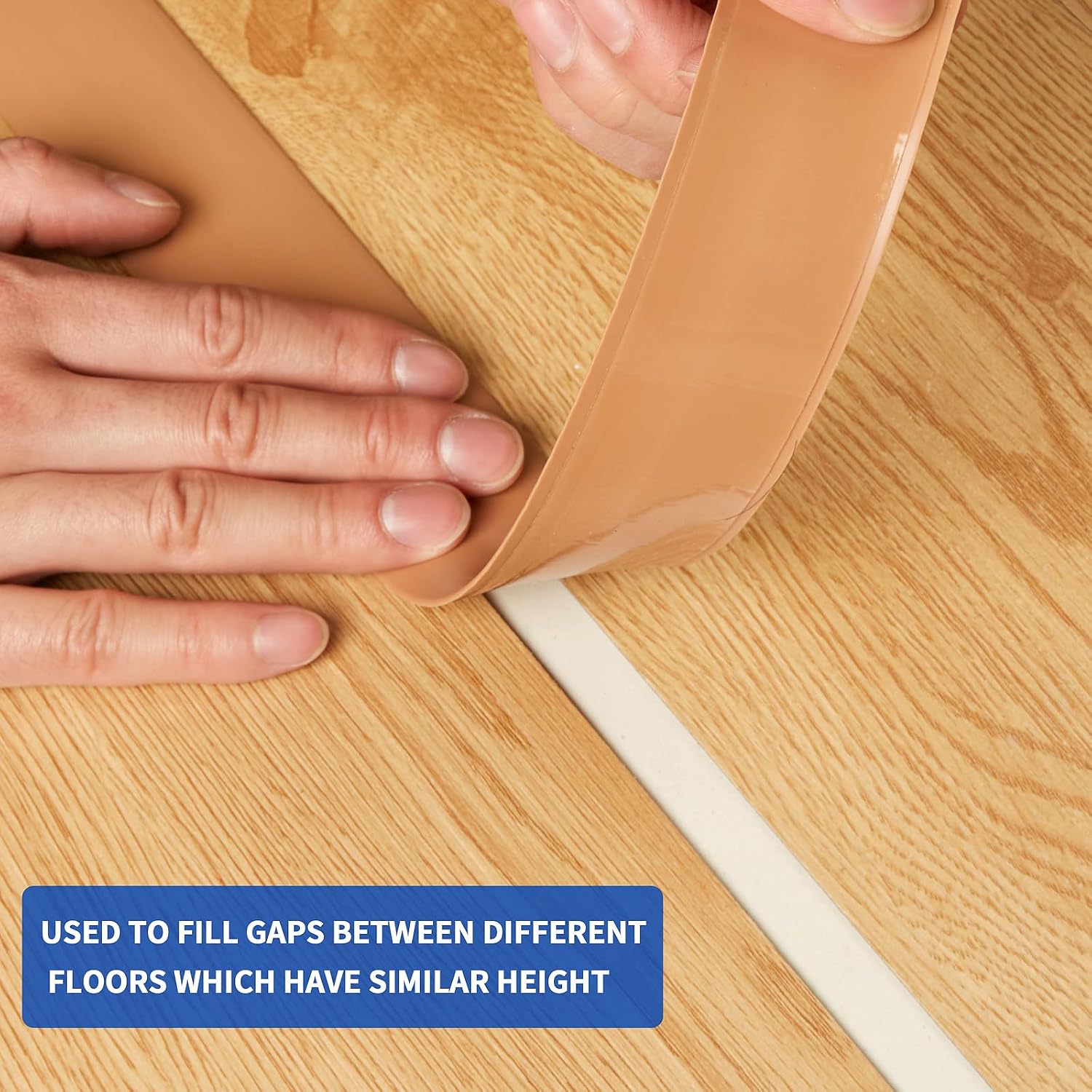 Detalle de 2M PVC Laminate Flooring Threshold Transition Strip – Light Brown, 5cm Wide, Self-Adhesive