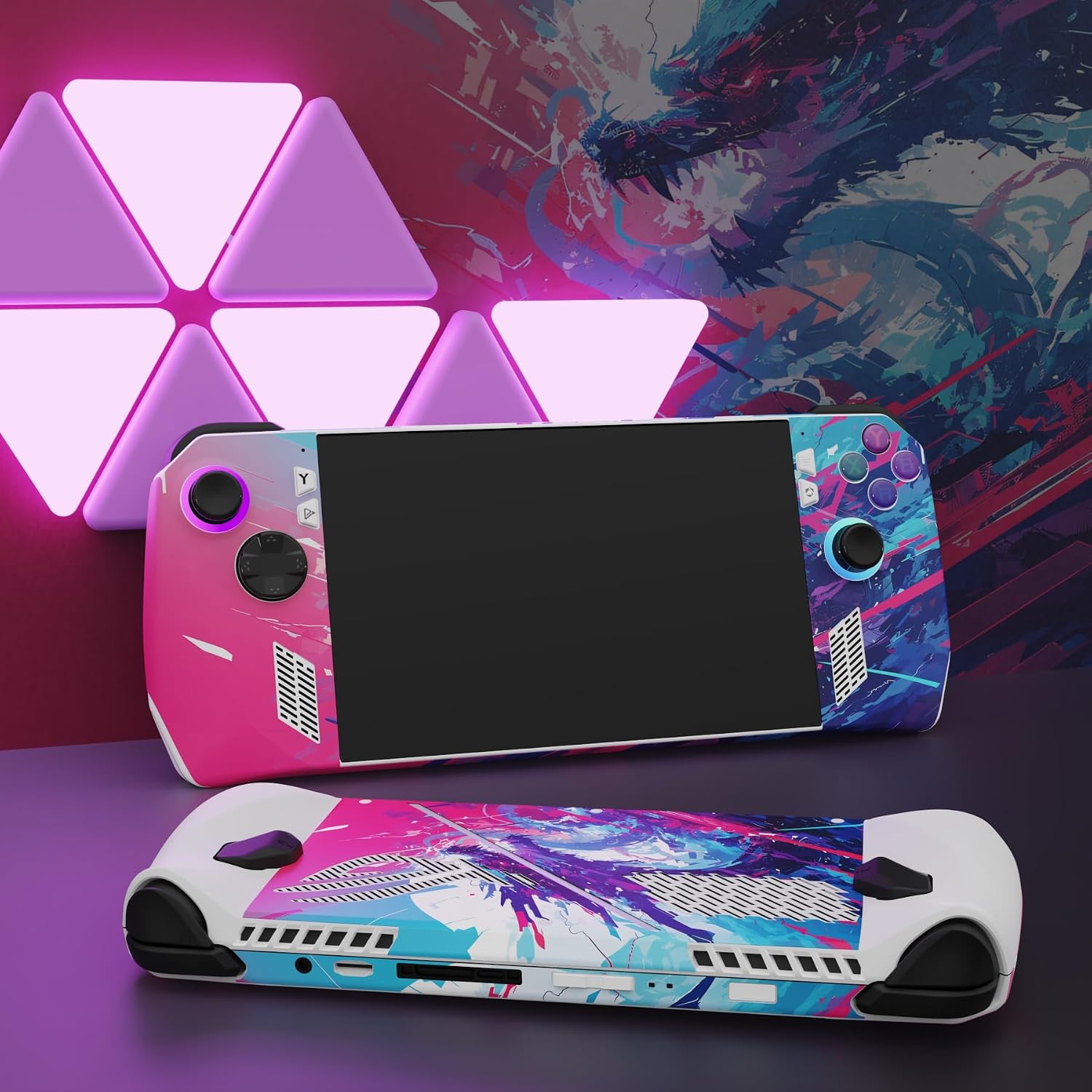 Thumbnail 1 de PlayVital Neon Dragoon 2 Sets Skin Stickers for ROG Ally – Custom Vinyl Decals