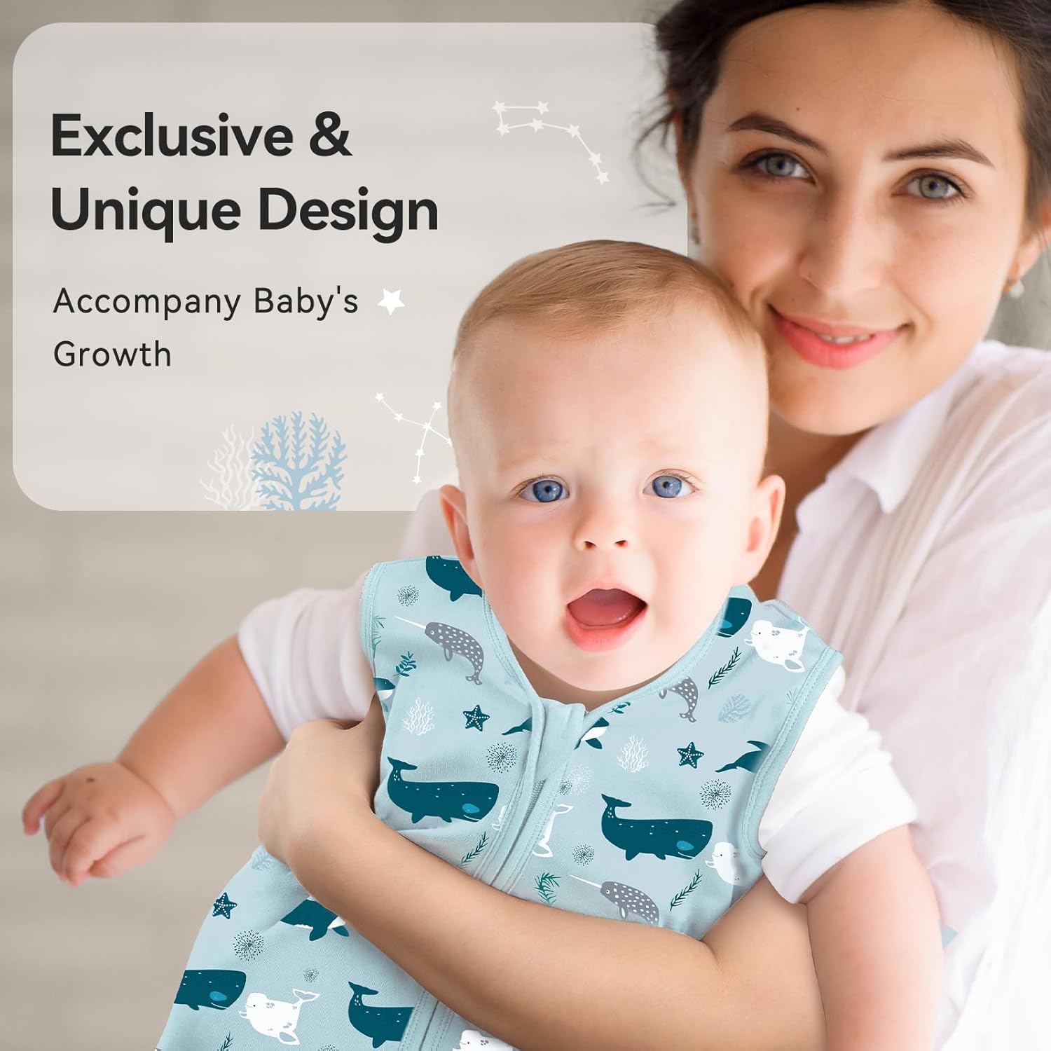 Thumbnail 6 de Unnivoll 3er Pack Schlafsack Baby Sommer 0.5 Tog – 100% Baumwolle, 84 cm, Blau (Hai) für Jungen/Mädchen