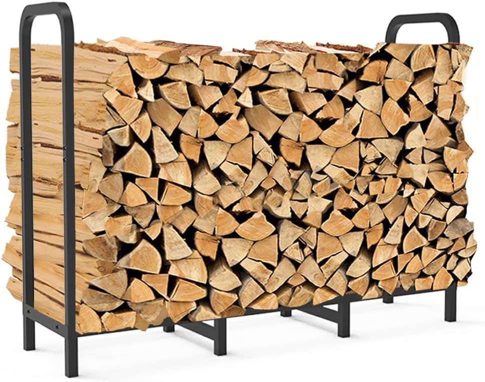 Detalle de Tikimilor 4ft Firewood Rack, 2-Shelf Powder-Coated Steel Log Holder