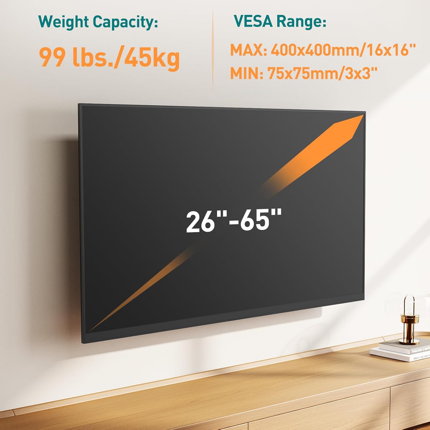 Thumbnail 1 de ELIVED TV Wall Bracket with 796mm Long Arm (Full Motion Corner Mount) for 26–65 inch TVs, up to 45kg, Max VESA 400x400