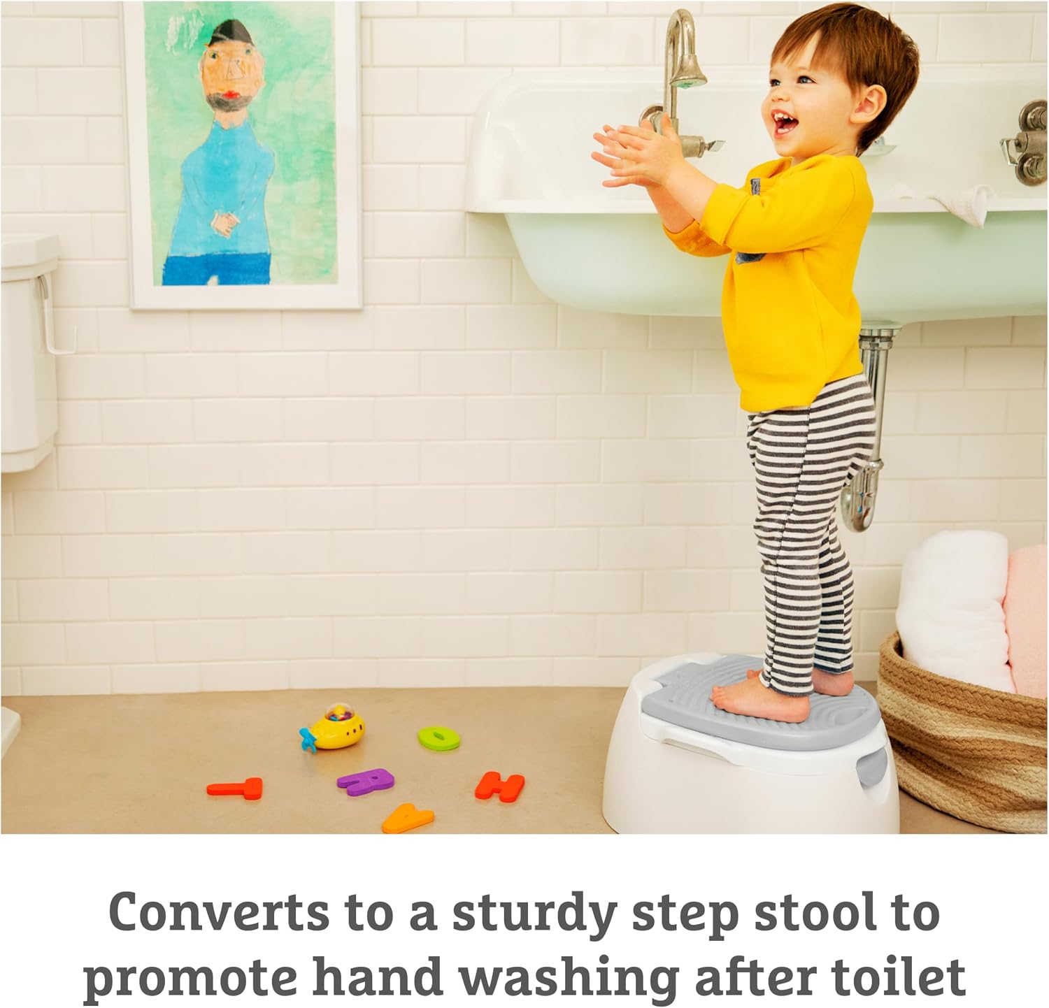 Detalle de Munchkin Siège de Potty Multistage 3-en-1 – Siège de Potty, Siège d’Entraînement et Marchepied Amovible Gris