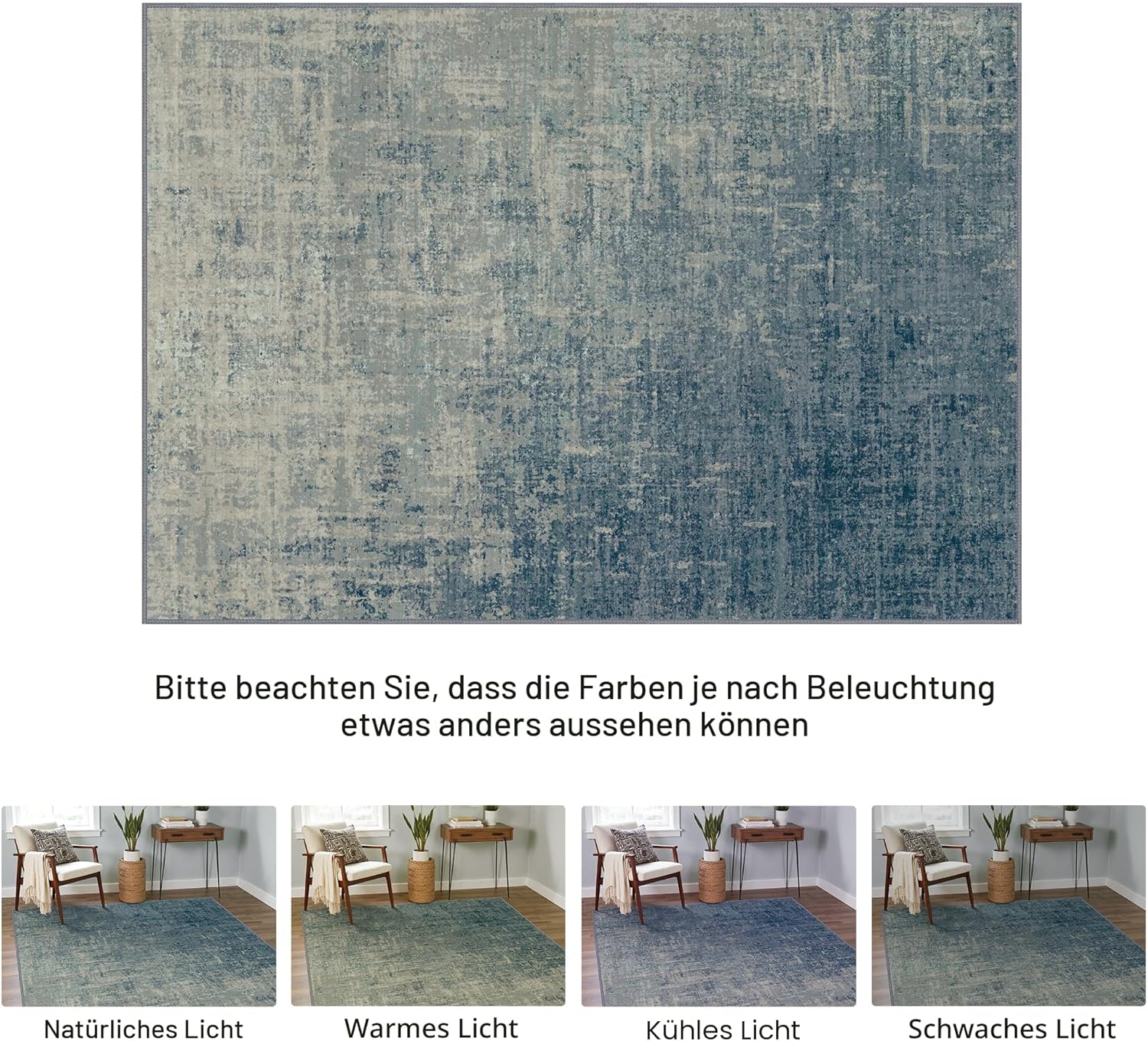 Thumbnail 4 de BEIMO Waschbarer Teppich Wohnzimmer 200x290 cm – Abstrakt Blauverlauf, rutschfest & pflegeleicht