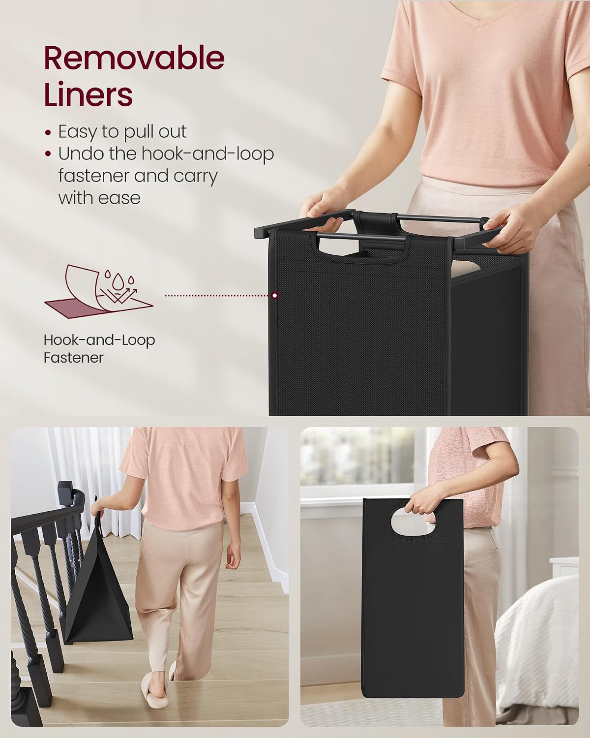 Thumbnail 6 de VASAGLE Laundry Hamper, 3 Pull-Out Bags