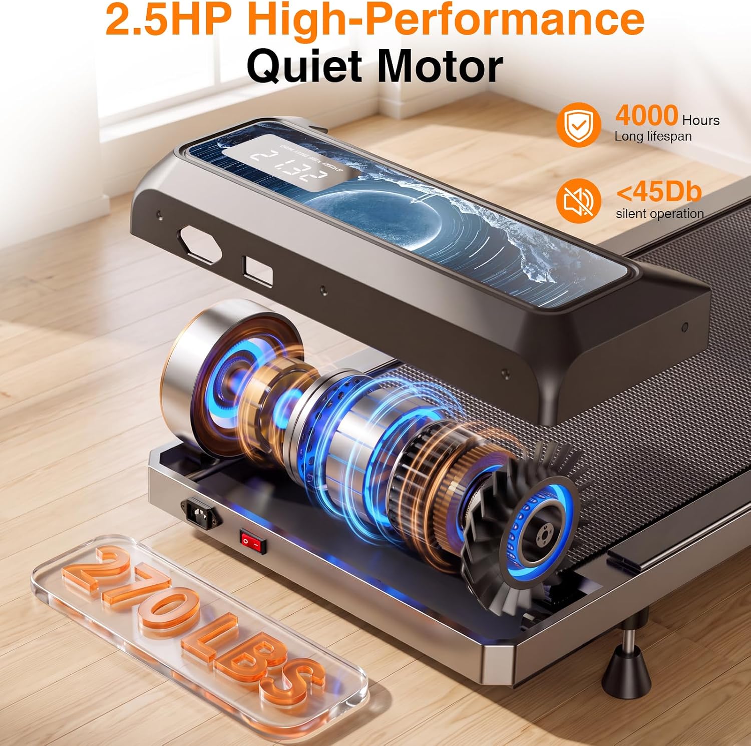 Thumbnail 4 de XVCAS 3825M0FS-01 Walking Treadmill Pad, 5 mph, Manual Incline