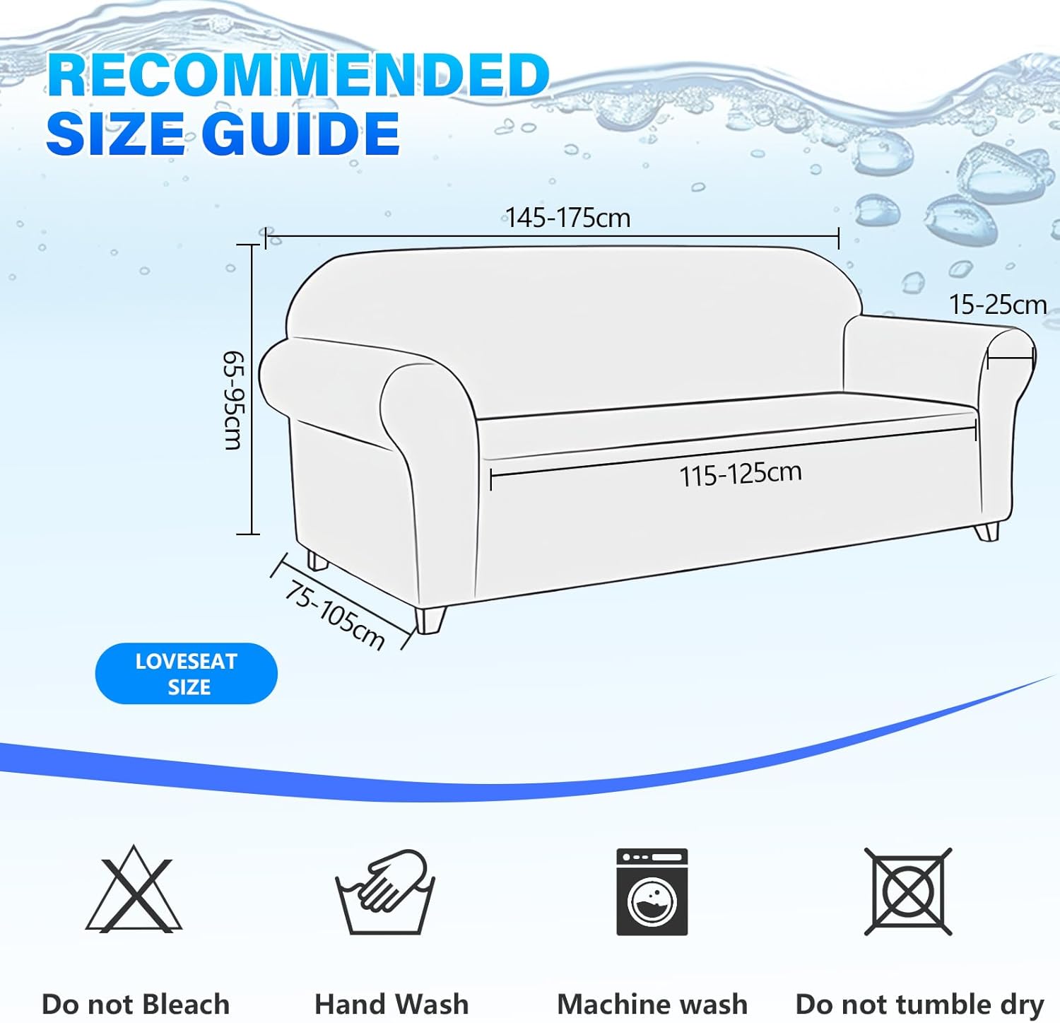 Thumbnail 2 de Ystyle Housse de canapé imperméable 2 places bordeaux avec accoudoirs