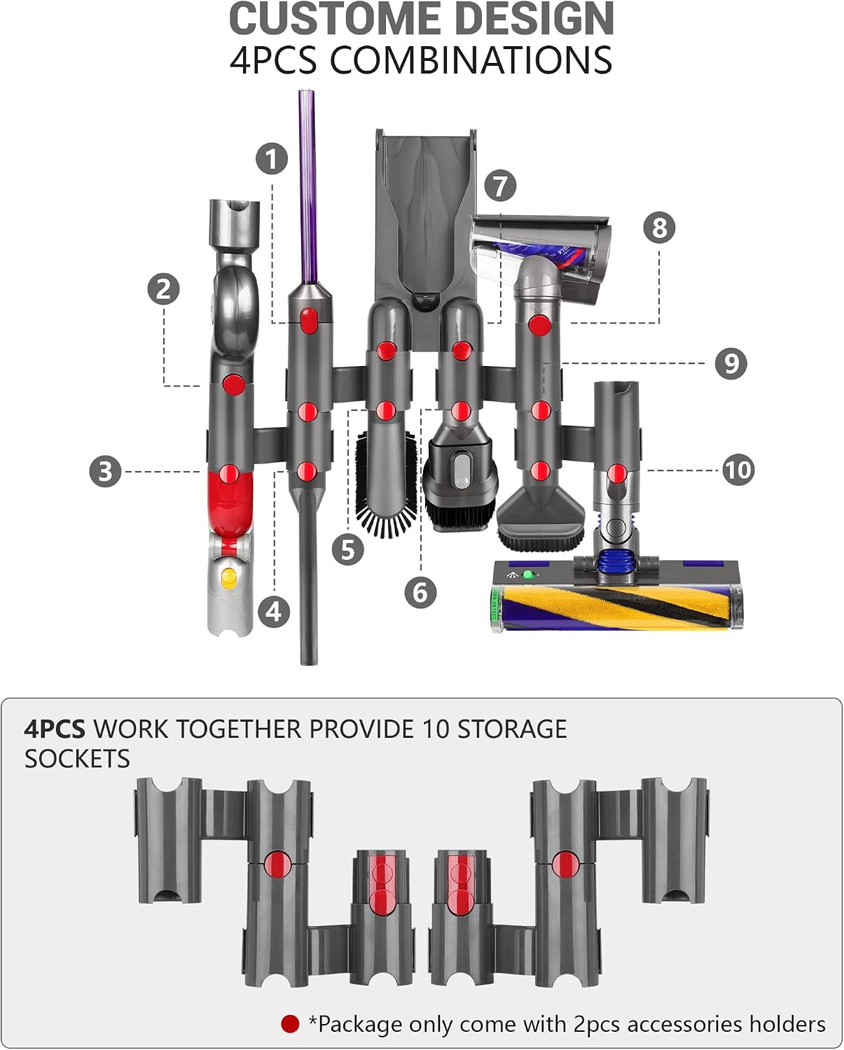 Thumbnail 4 de HAFOEEP 11304294 accessoirehouder voor stofzuiger, 2-pack voor Dyson V7, V8, V10, V11 en V15