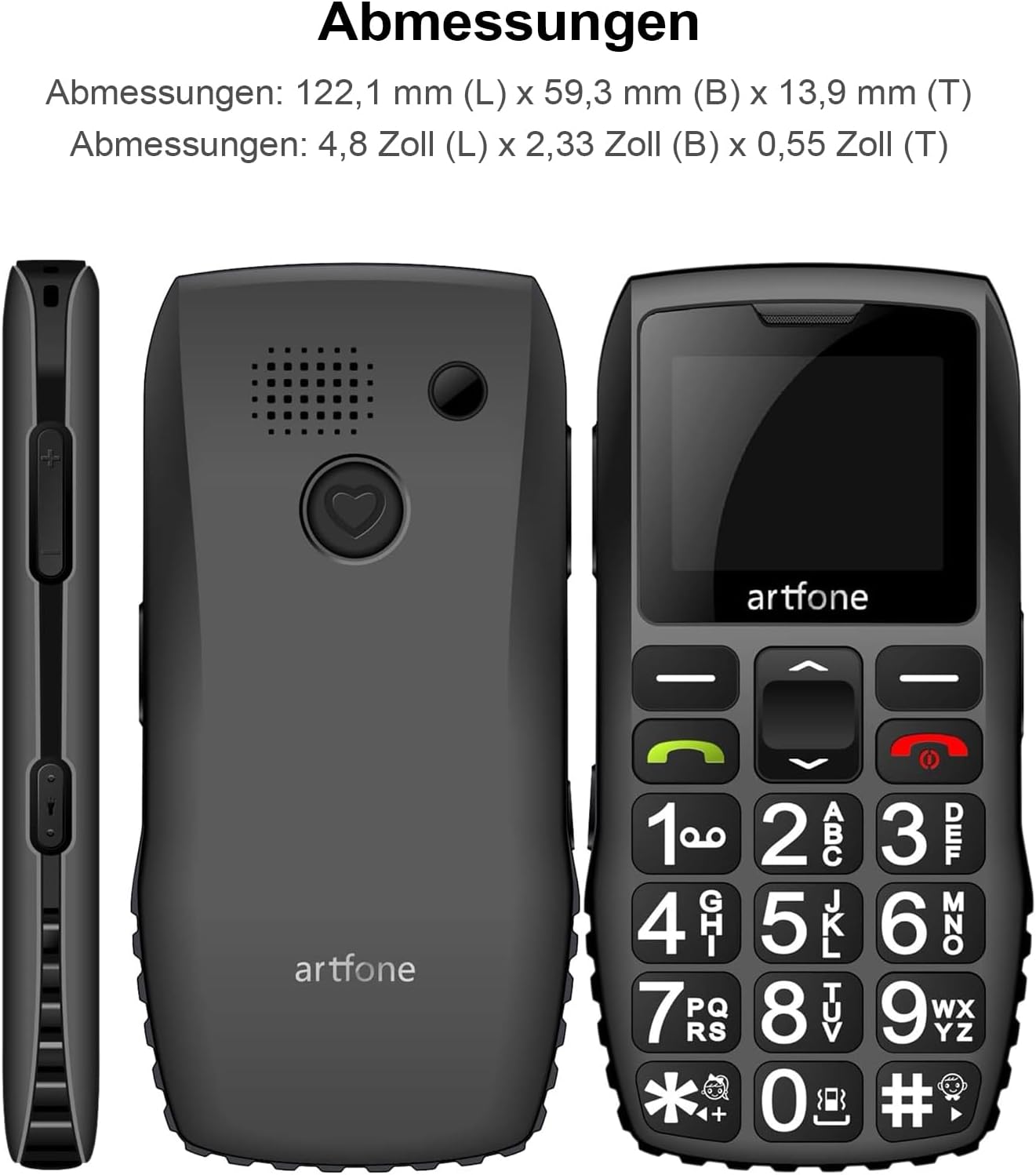 Detalle de Artfone 4G Seniorenhandy ohne Vertrag – Großtasten, Notruftaste und Taschenlampe