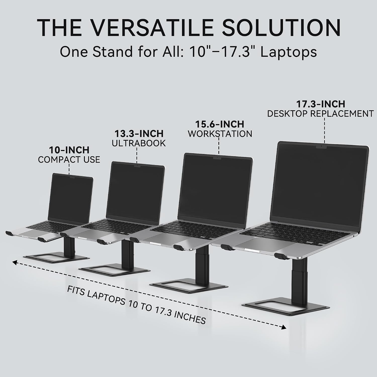 Detalle 2 de SOUNDANCE LS Adjustable Laptop Stand, 10–17.3 Inch, Black, Open-Frame Cooling