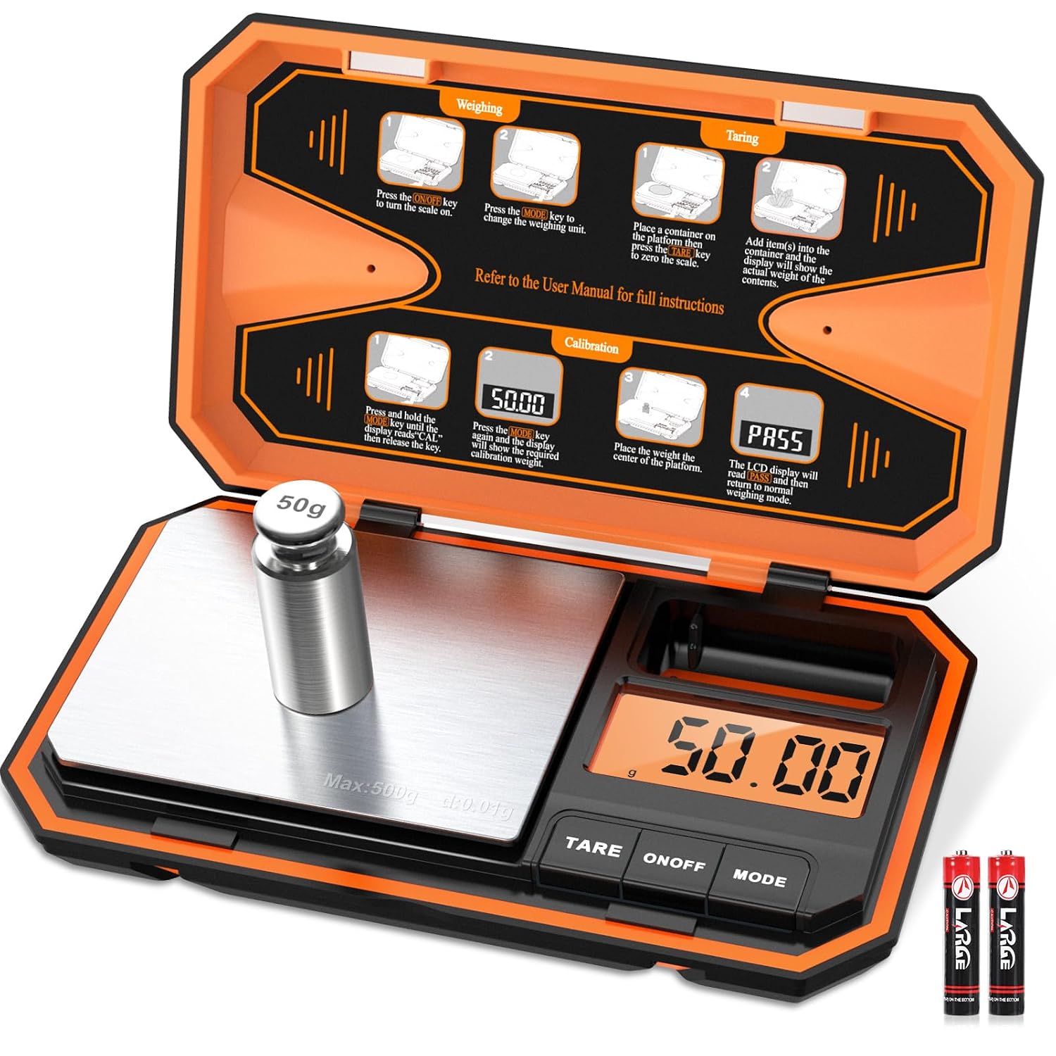 Detalle de ORIA KA146O – cyfrowa waga precyzyjna 500 g/0,01 g z podświetlanym LCD