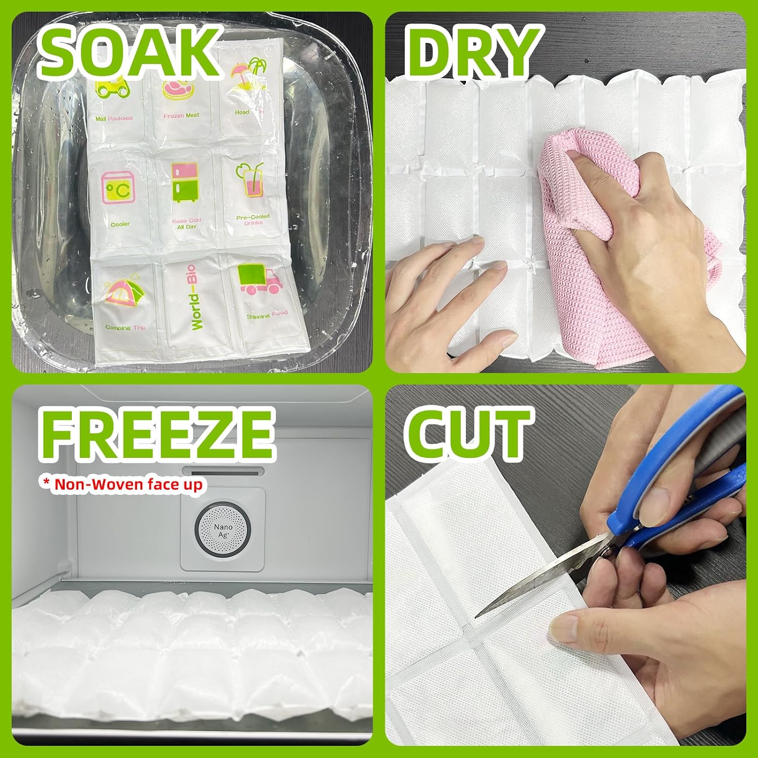 Detalle de WORLD-BIO Reusable Ice Packs, 4-Sheet Set