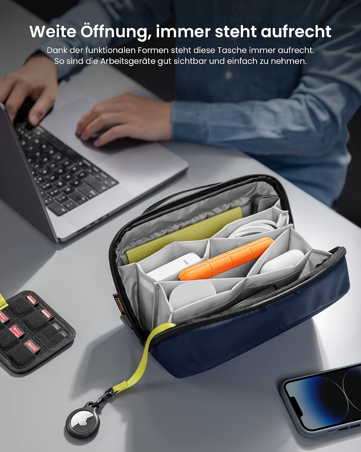 Thumbnail 6 de tomtoc Kabel Organizer Tasche – Intelligente Tech-Pouch für Laptop-Zubehör in Blau