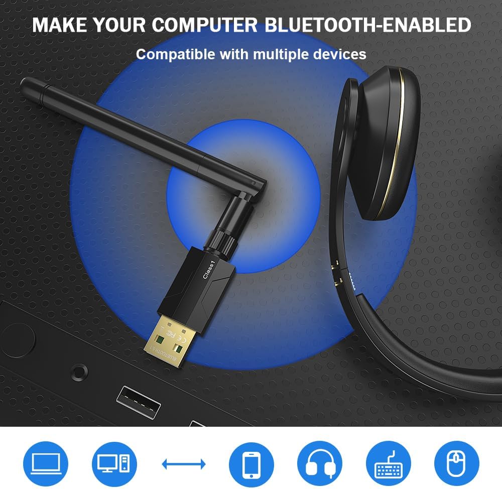 Detalle 2 de Techkey Bluetooth USB Adapter Bluetooth 5.1