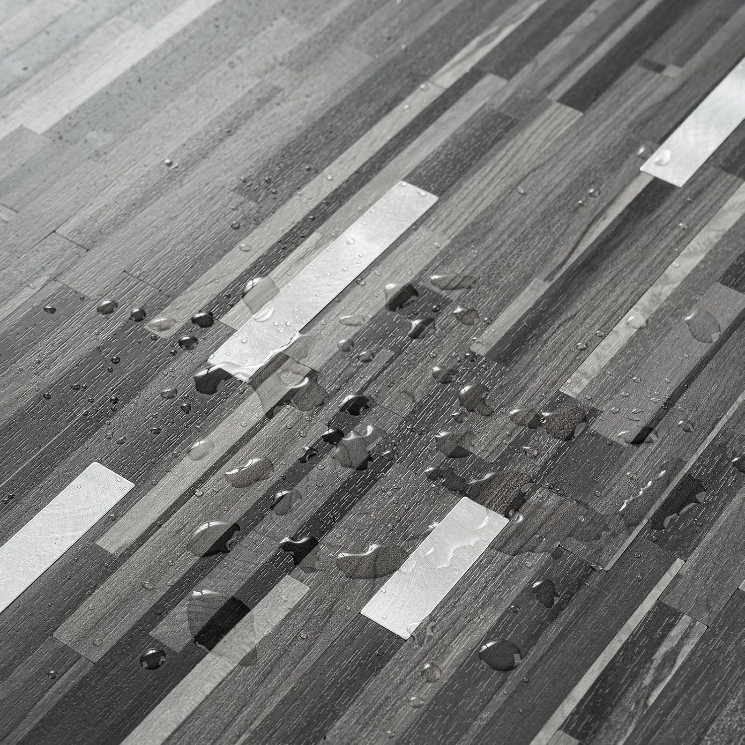Thumbnail 1 de StyloVue Peel-and-Stick Backsplash Tiles, Black Grey Wood, PVC, 20 Sheets
