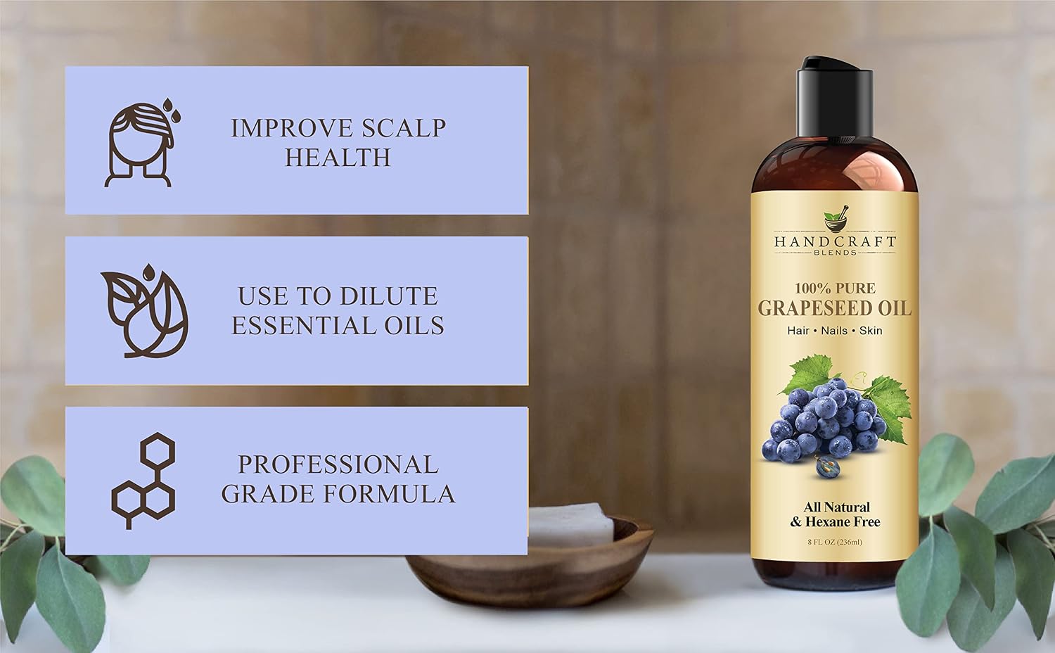 Thumbnail 3 de Handcraft Blends grape8 Grapeseed Oil, 8 fl oz Cold-Pressed Carrier Oil