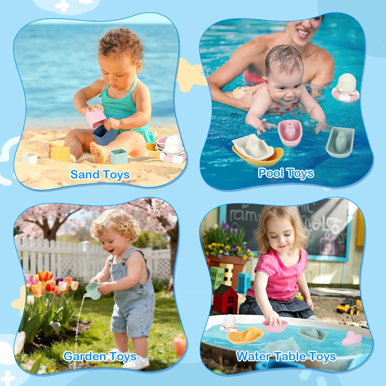 Thumbnail 4 de MCGMITT Montessori Badespielzeug Set aus BPA-freiem Silikon (12-teilig), für Babys 6–36 Monate
