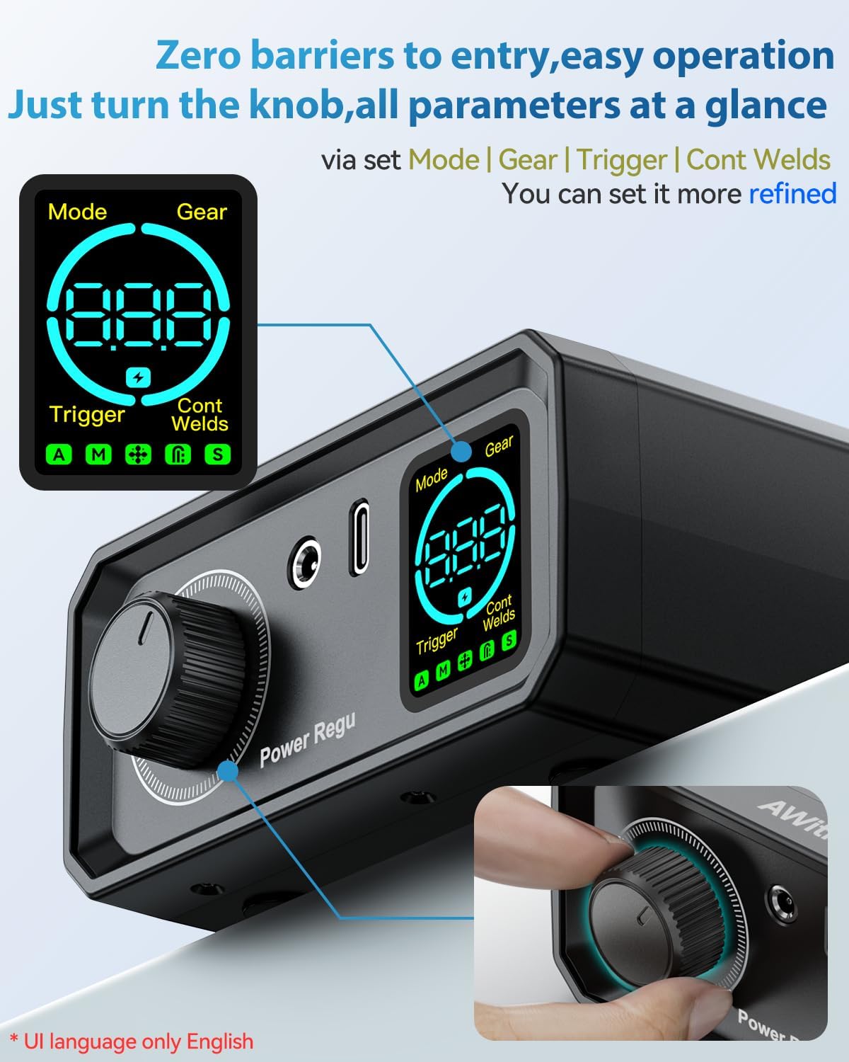 Thumbnail 6 de AWithZ UK1 : poste à souder par points sans fil 9000 W pour batteries DIY (commande au bouton rotatif)