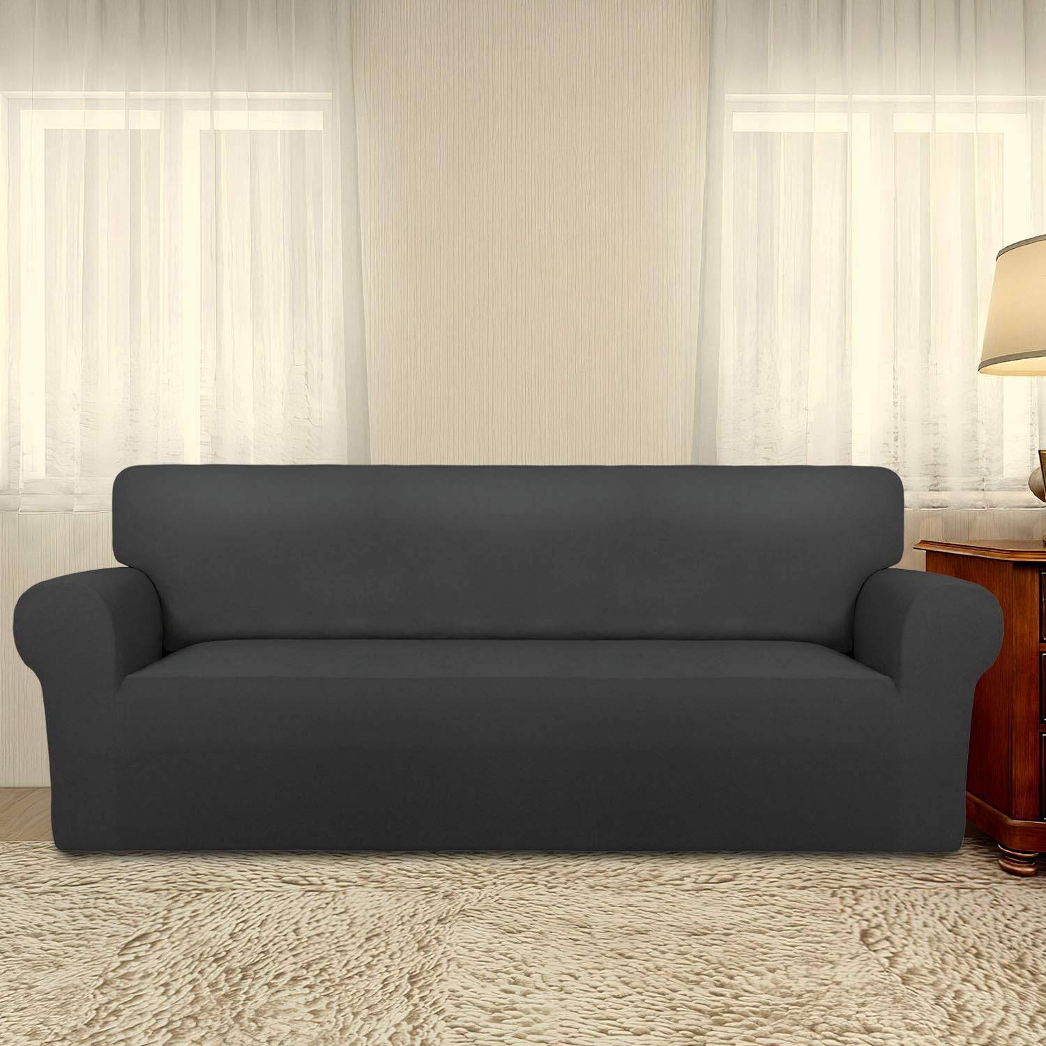Thumbnail 1 de PureFit Super Stretch Sofa Slipcover Dark Gray