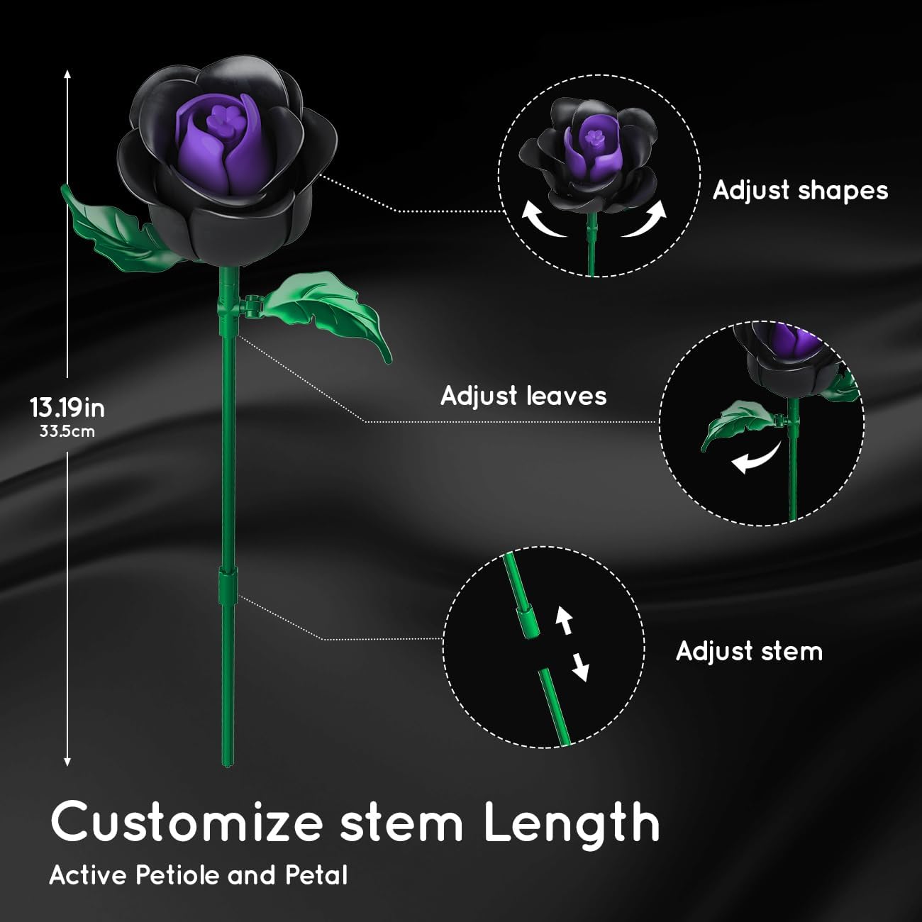 Thumbnail 5 de HOGOKIDS Flowers Bouquet Building Set 330PCS black roses 🧩