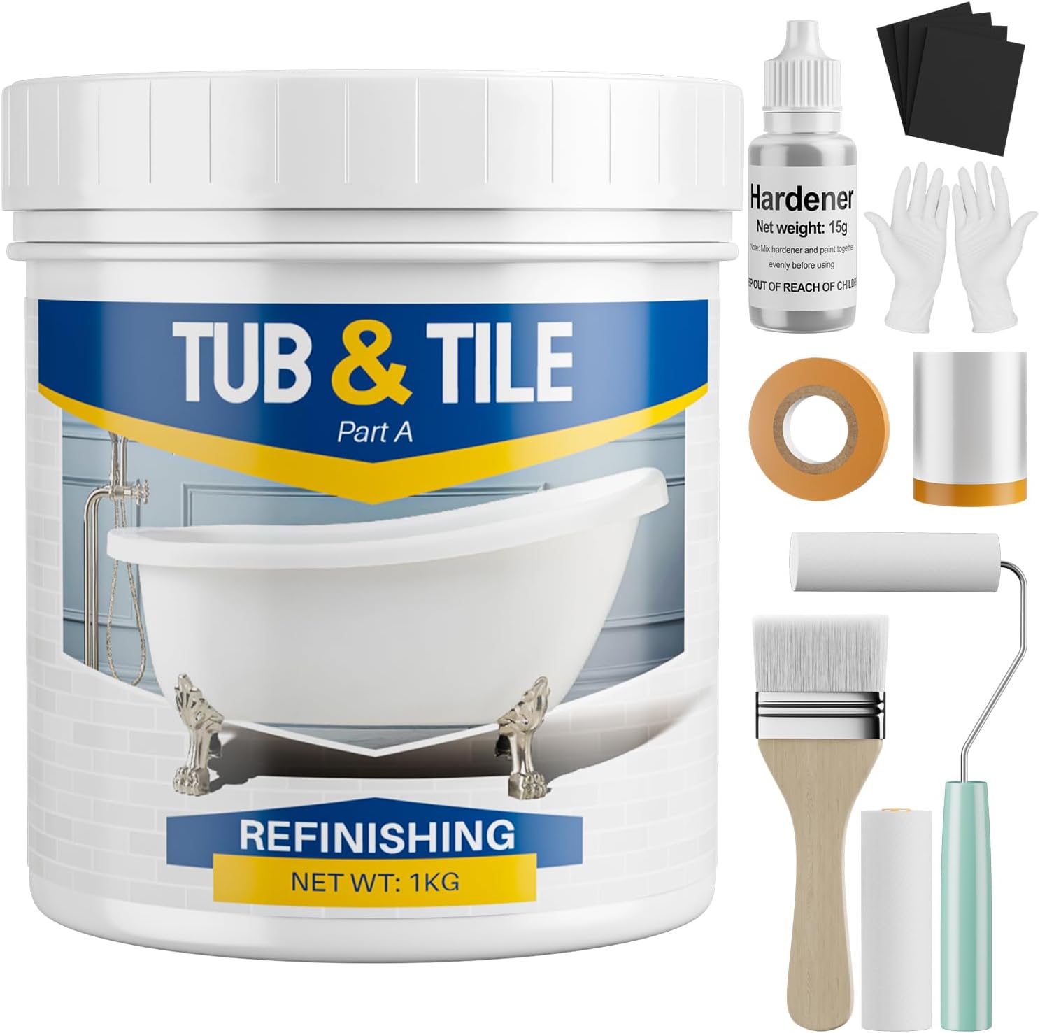 Detalle de Xmntdo 35 oz Tub and Tile Refinishing Kit, Semi-Gloss White, Low Odor
