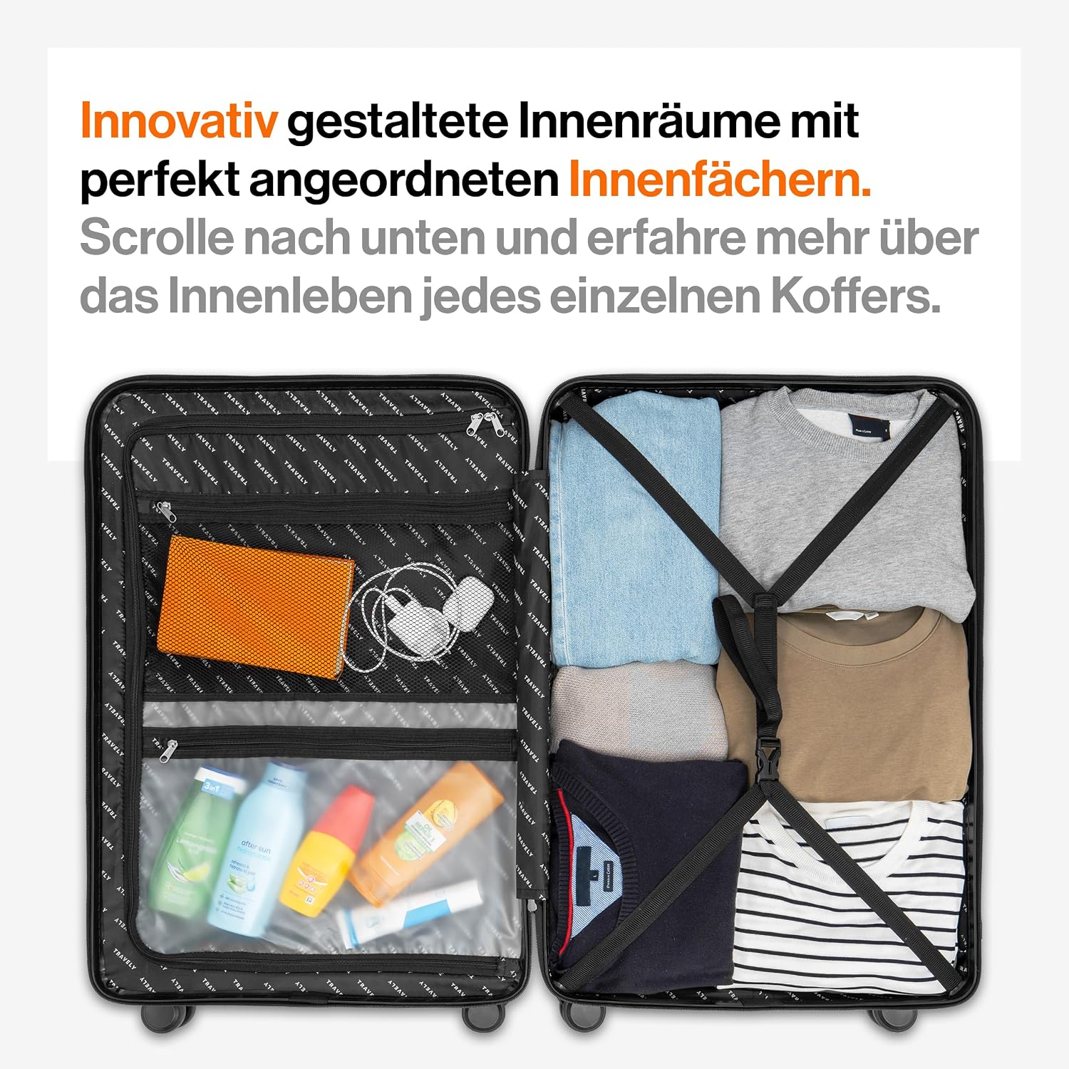 Thumbnail 3 de Travely Polycarbonat Koffer-Set 77 cm, 67 cm & Handgepäck (3er Set) mit TSA-Schloss