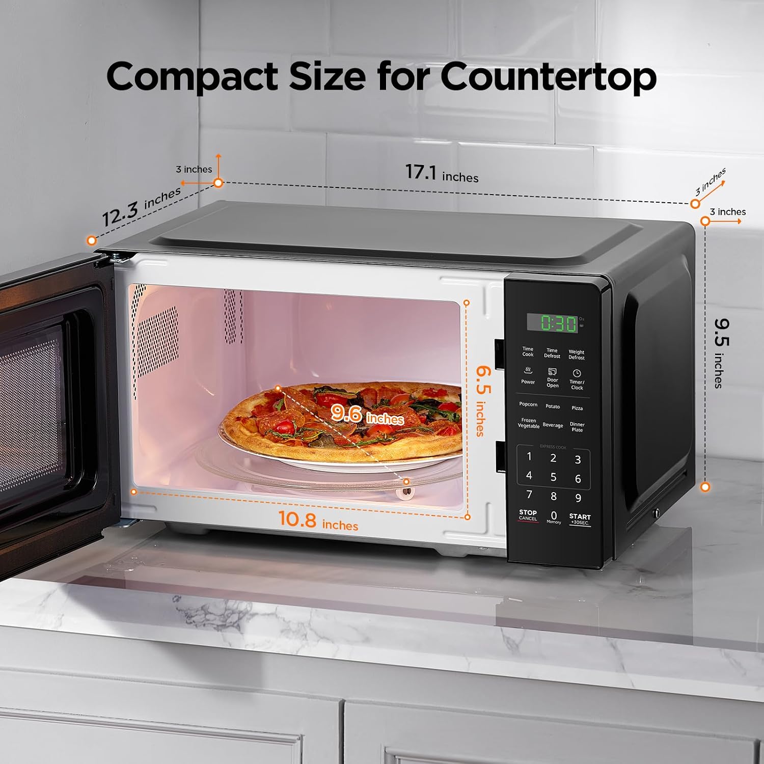 Detalle 2 de BLACK+DECKER EM7P01P7 Countertop Microwave Oven 0.7 Cu Ft, 700W