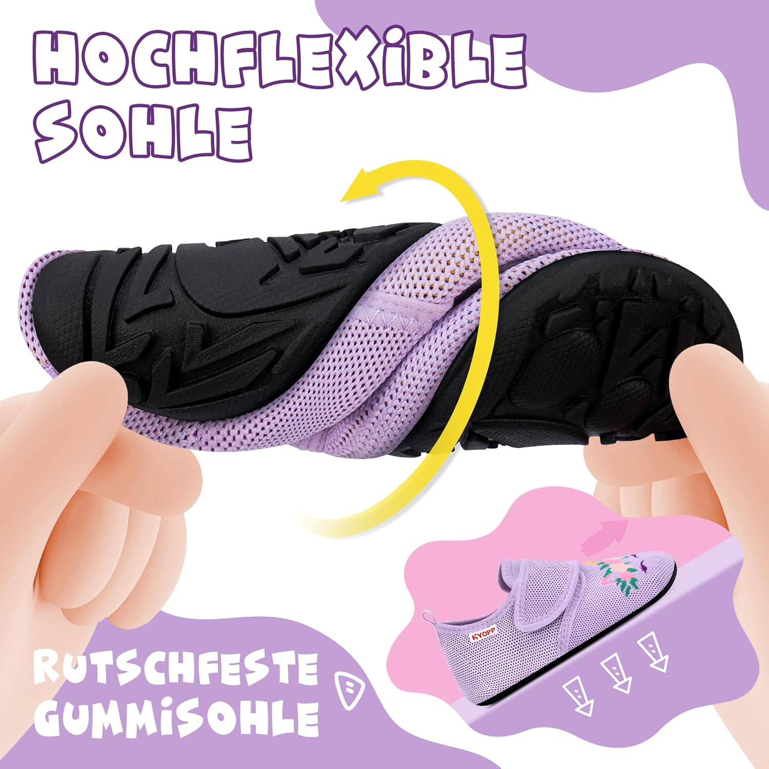 Detalle de Kyopp Kinder Barfußschuhe mit Klett, rutschfest