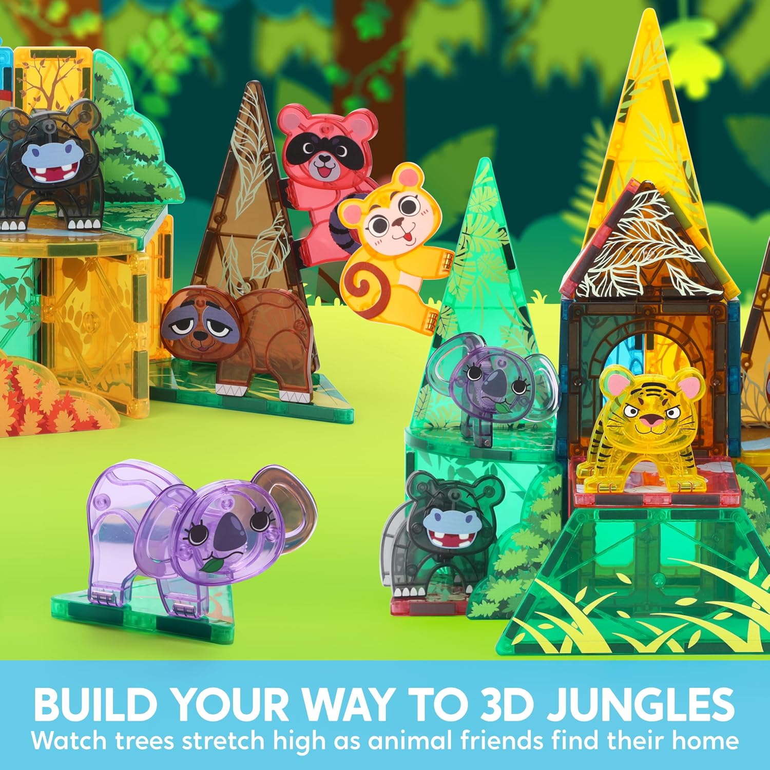 Thumbnail 2 de SYNCFUN Magnetic Building Tiles Jungle Animal Set – 50 Pieces for Kids Aged 3–8