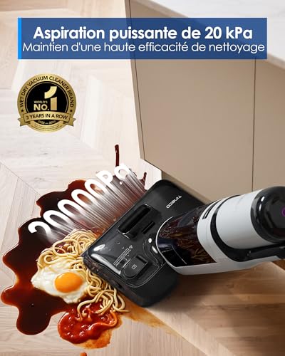 Detalle de Tineco Floor One i5 Stretch – Aspirateur/Laveur 20 kPa, pinceau plat 180°