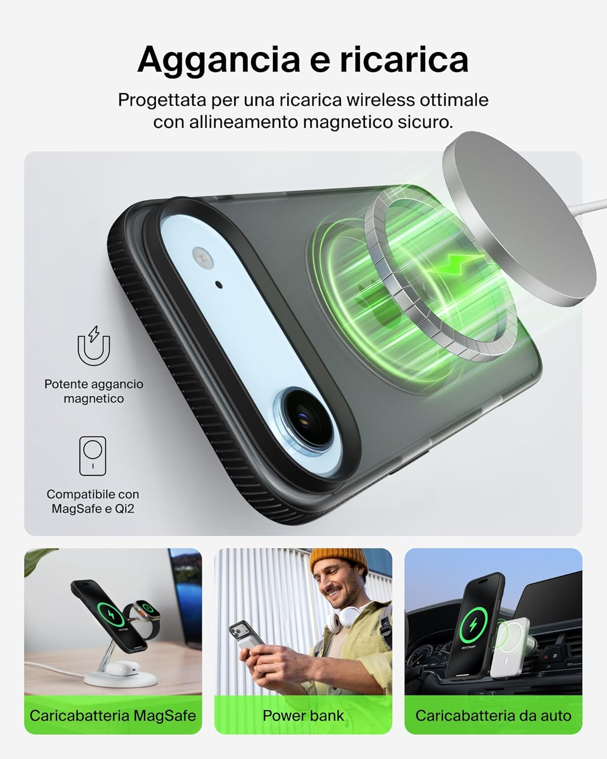Detalle de Belkin SheerForce Grip Cover per iPhone Air: MagSafe, Slim e Antiscivolo