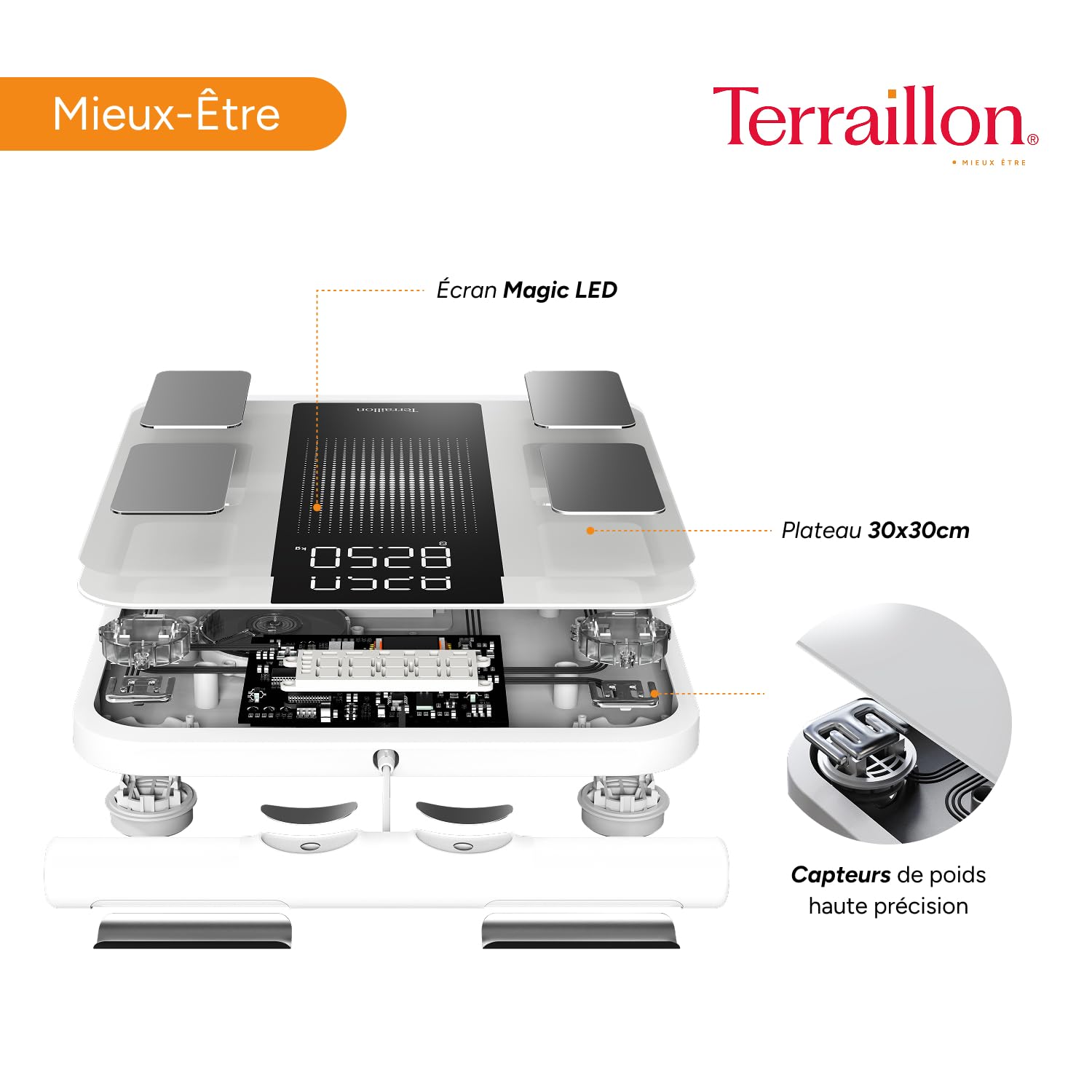 Detalle de TERRAILLON Balance Pese personne avec 8 électrodes et suivi via My Body Check
