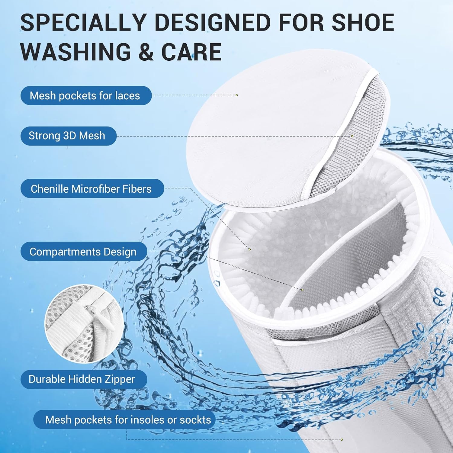 Detalle 2 de Schuhwaschbeutel 24 x 35 cm Teletrogy für Waschmaschine