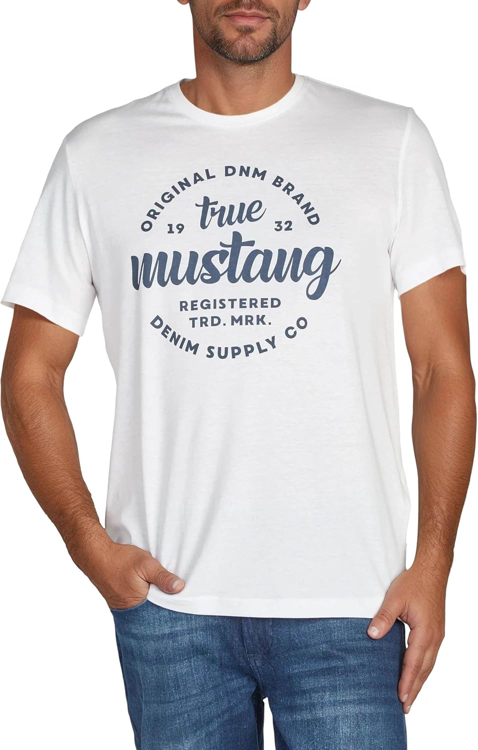 Detalle de MUSTANG Herren Baumwolle Regular Fit 4er Pack T-Shirts – Rundhals, Kurzarm, Logoprint