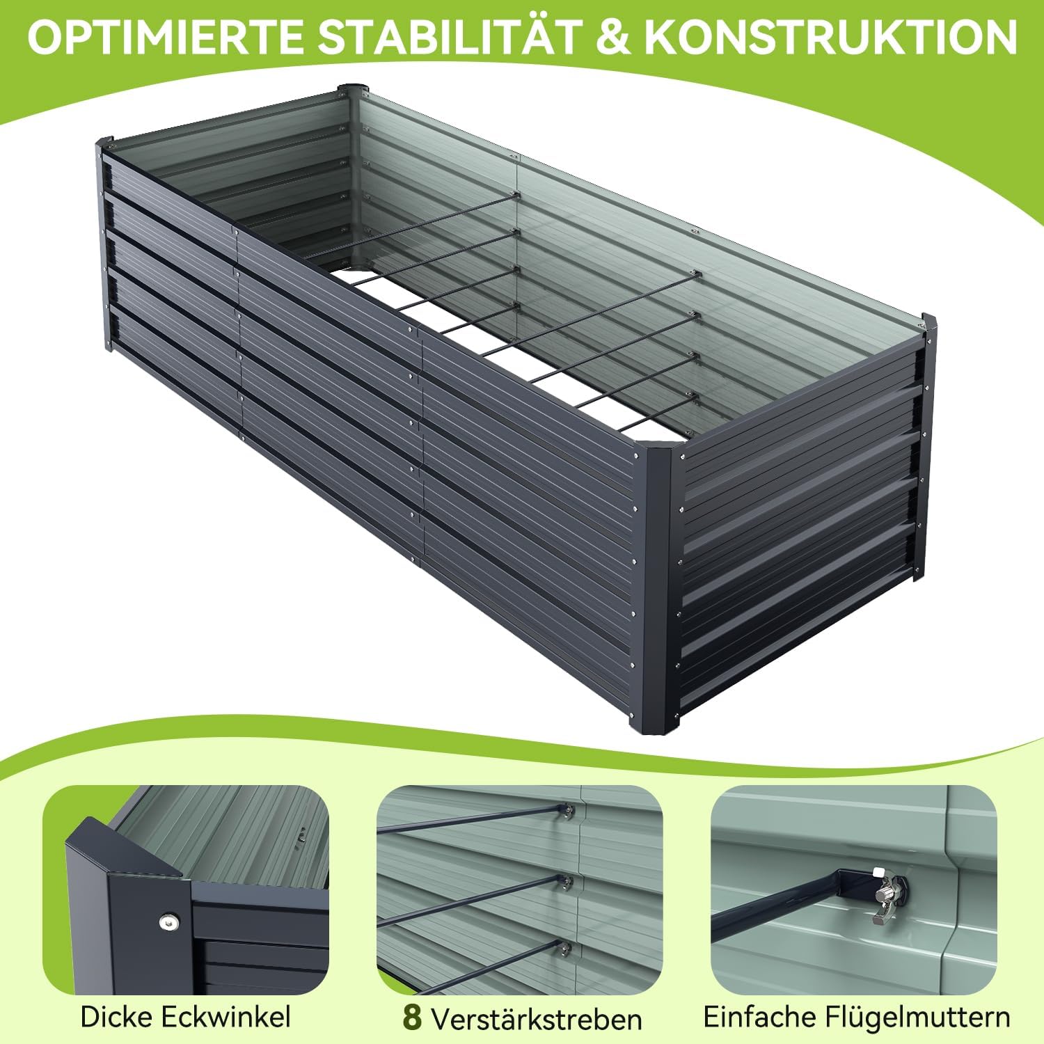 Thumbnail 5 de Ohuhu Metall Hochbeet 240x90x60 cm