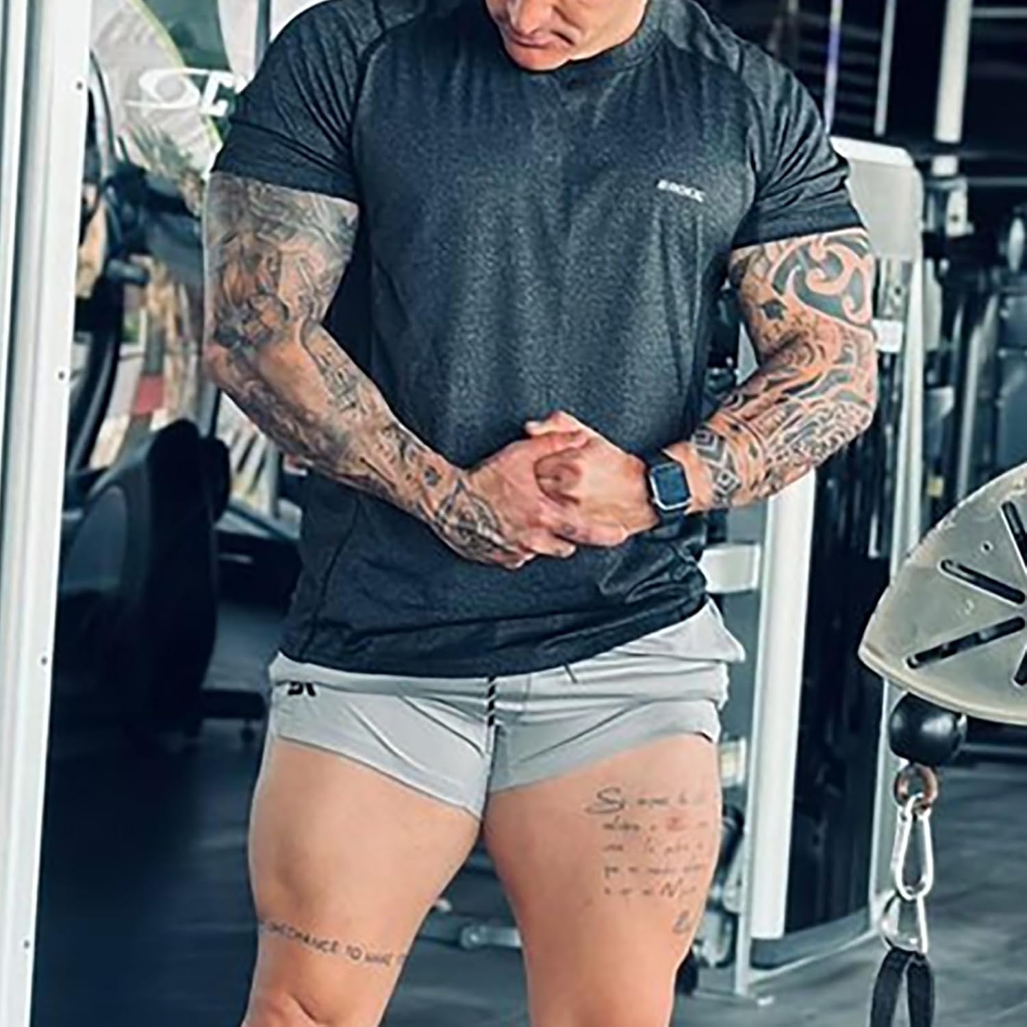 Detalle 2 de BROKIG Men's 5-Inch Lightweight Gym Shorts with Zip Pocket