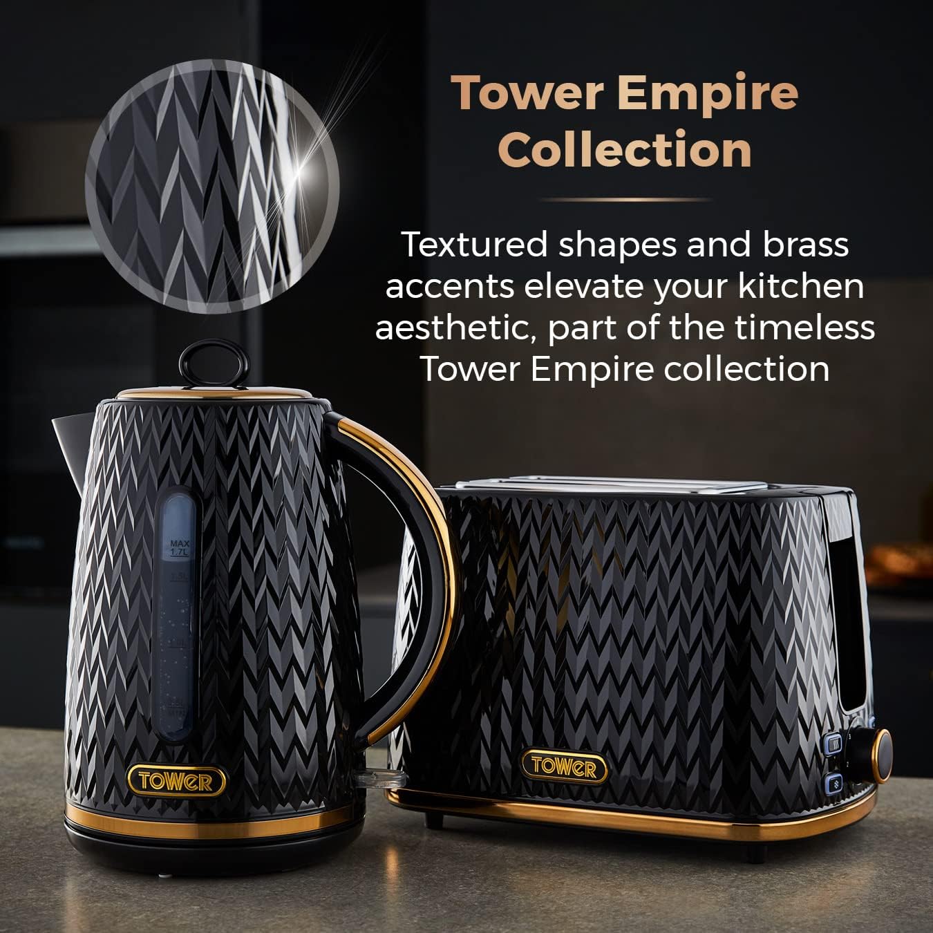 Detalle de Tower T10052BLK Empire 1.7L kettle 3000W