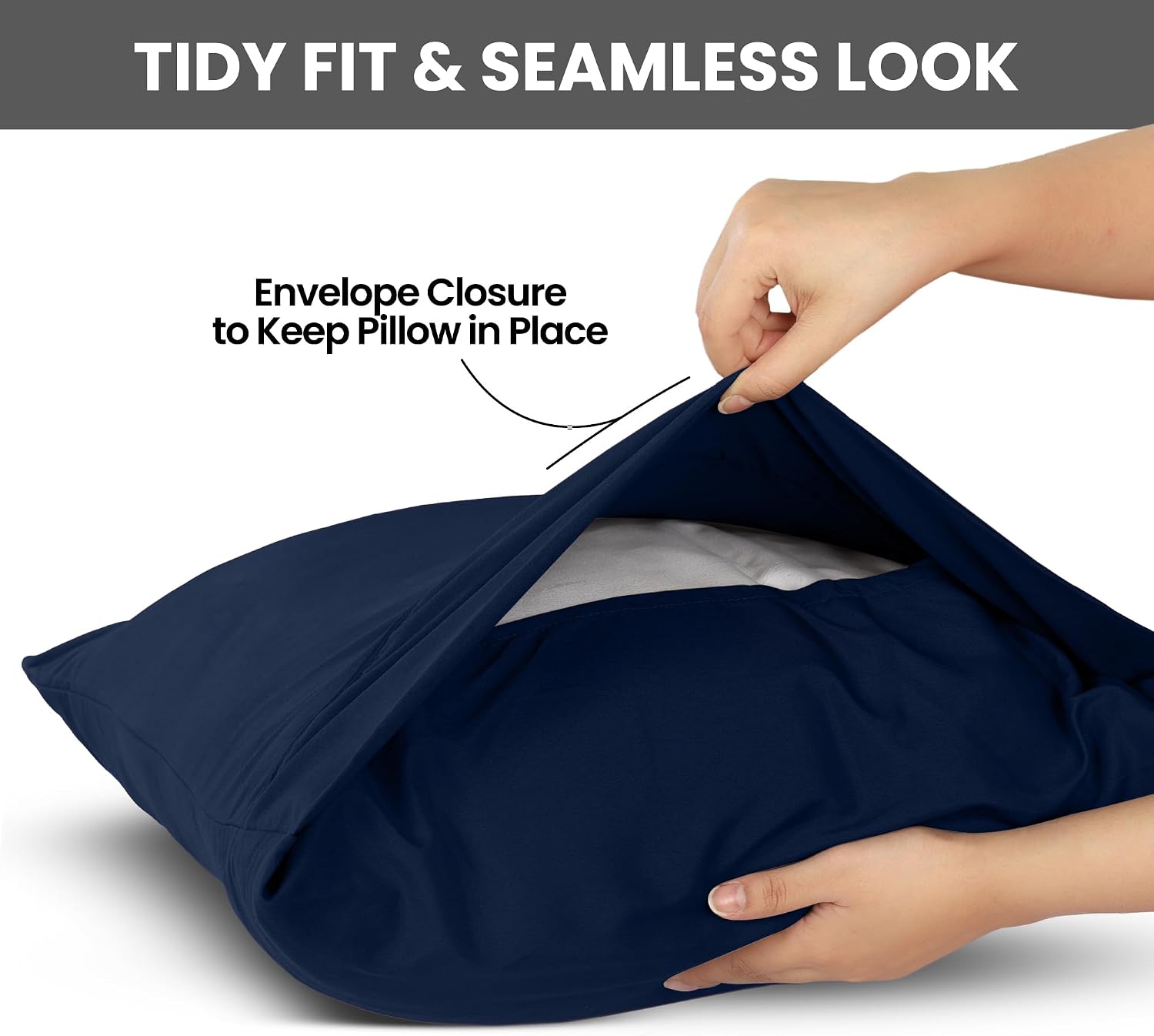 Detalle de Utopia Bedding King Pillowcases, 12-Pack, Navy Microfiber with Envelope Closure