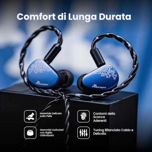 Detalle 2 de Linsoul Kiwi Ears Cadenza II: IEM dinamico con driver da 10 mm e chassis CNC in alluminio blu