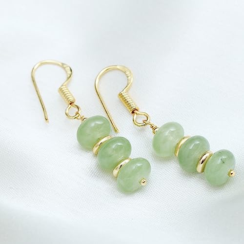 Detalle de GEMPiRES Nature’s Treasure: Natural Sage Green Prehnite Rondelle Bead Earrings