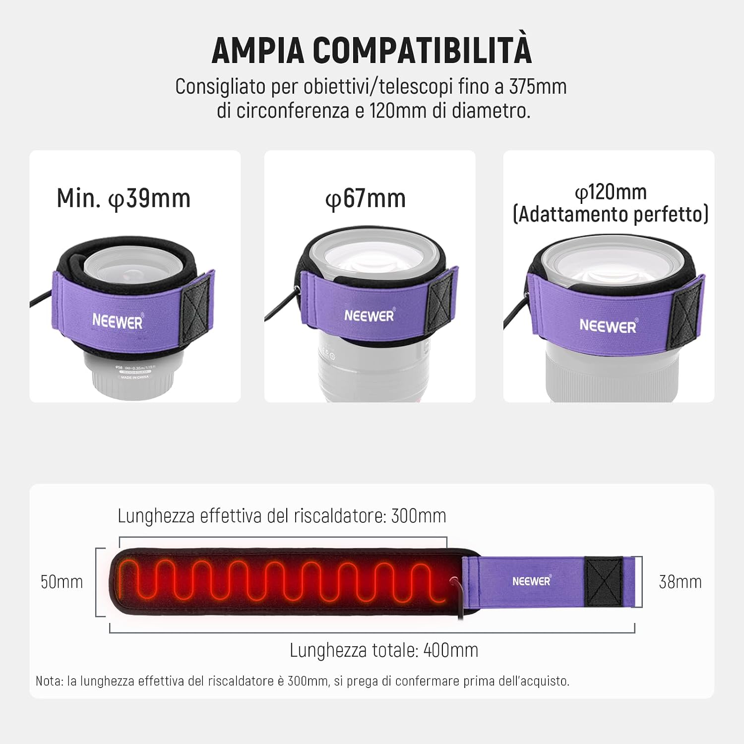 Thumbnail 4 de NEEWER HW-29B riscaldatore obiettivo USB 16”/400 mm con 3 livelli di temperatura