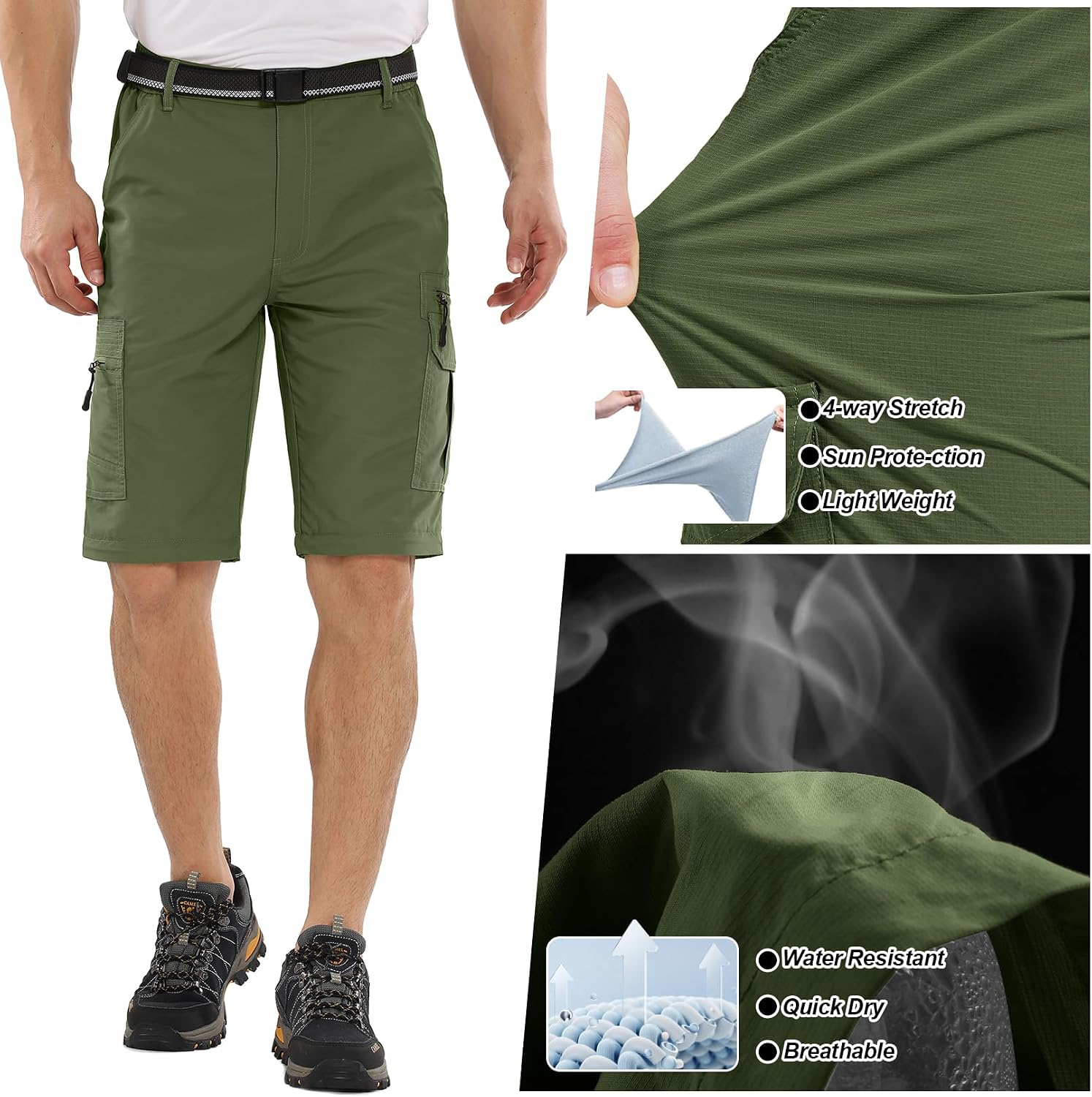 Detalle de Winebox Men’s Walking Hiking Trousers – Convertible Zip-Off Quick-Dry Cargo Travel Pants