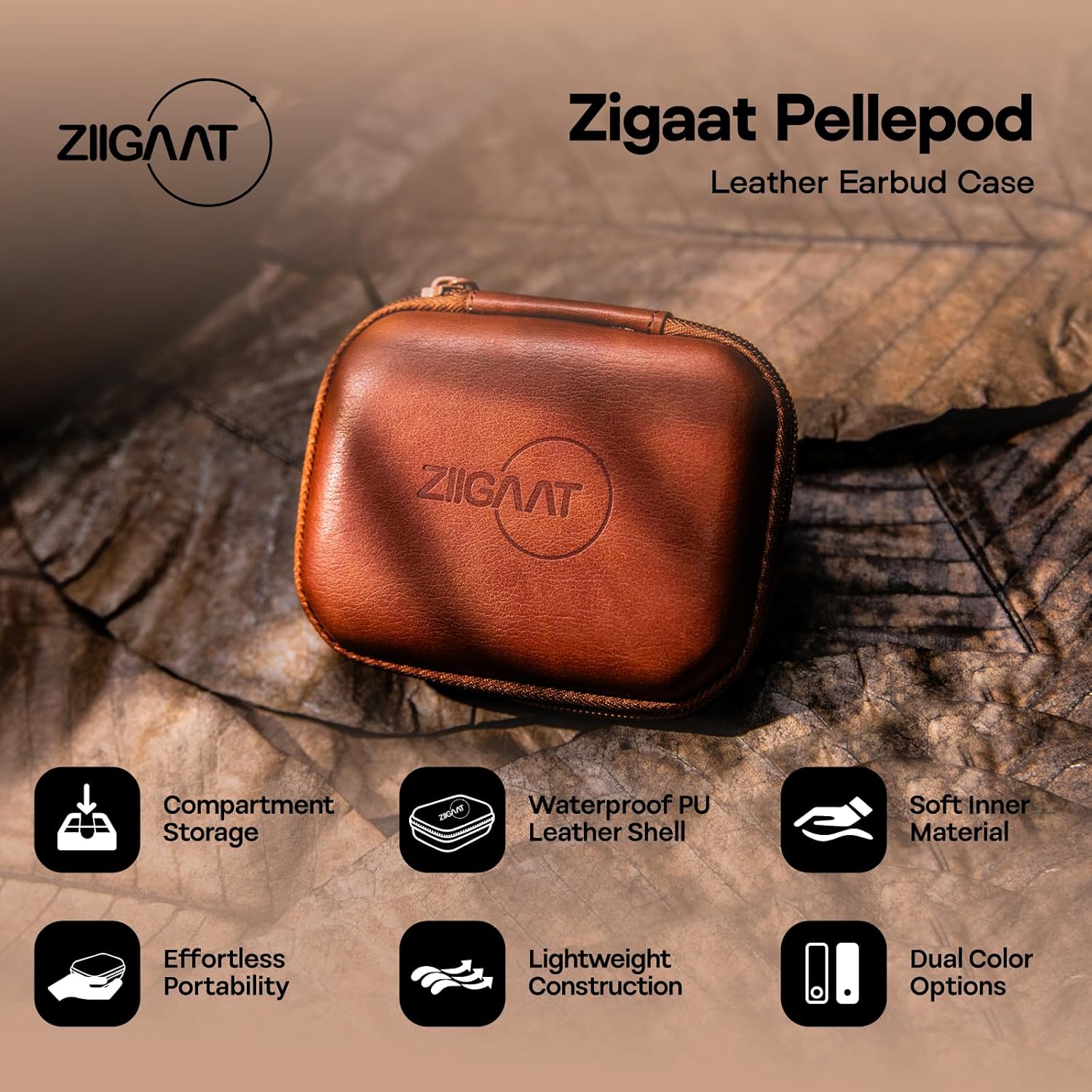 Detalle 2 de Linsoul ZiiGaat PELLEPOD, étui IEM marron